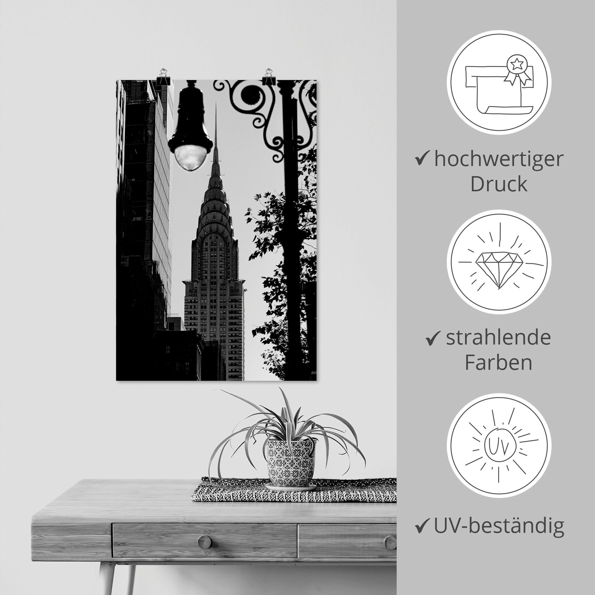 Artland Artprint New York Chrysler Building als artprint van aluminium, artprint voor buiten, poster in diverse formaten