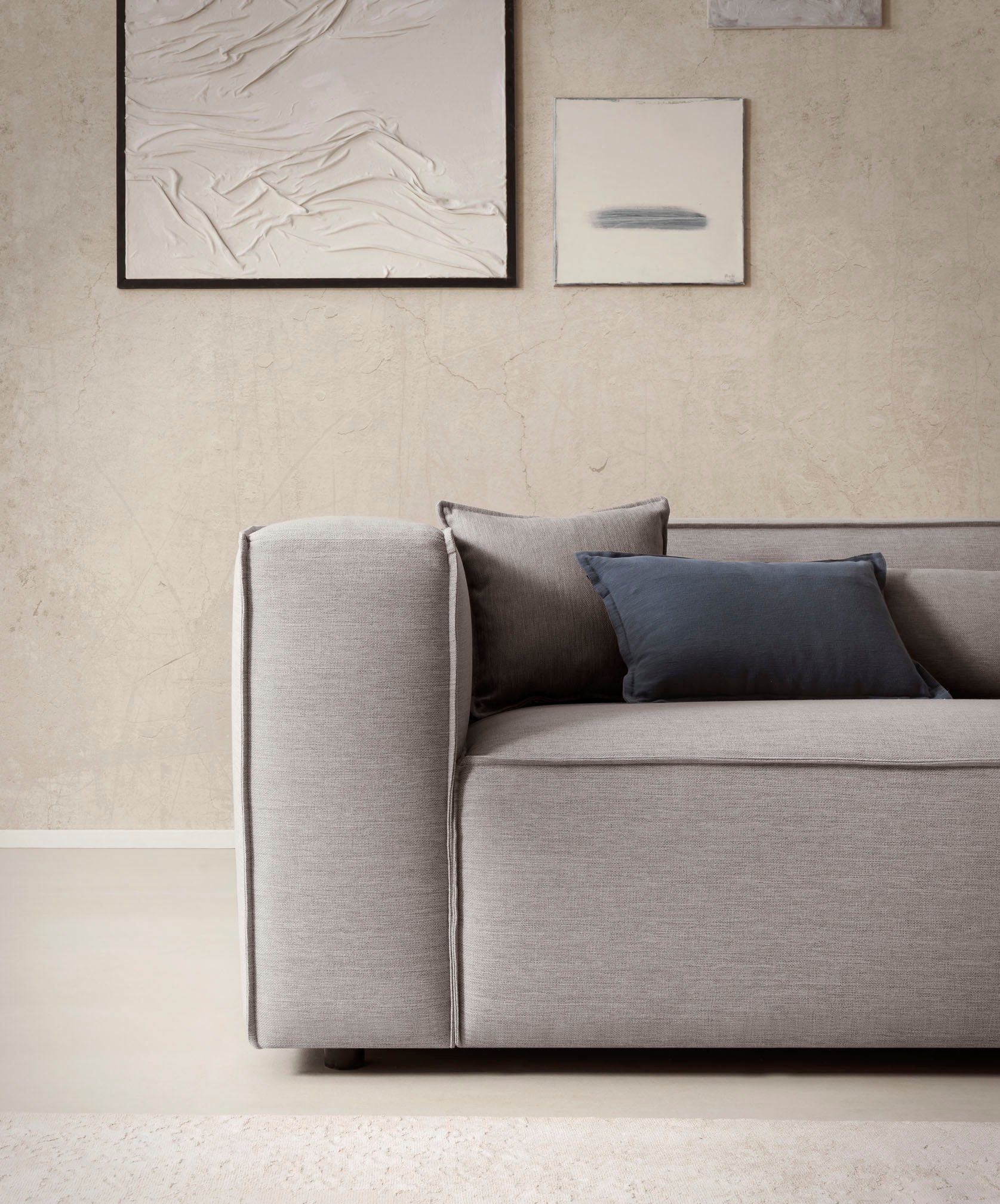 LeGer Home by Lena Gercke Hoekbank PIARA XXL, Big-sofa in cord of linnenlook, L-vorm, met biesnaad