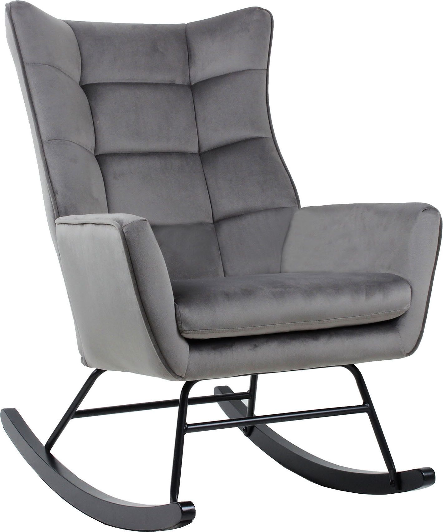 Kayoom Schommelstoel Bryana 125, Relaxstoel om te schommelen, metalen frame met houten slede (1 stuk) schommelstoelen