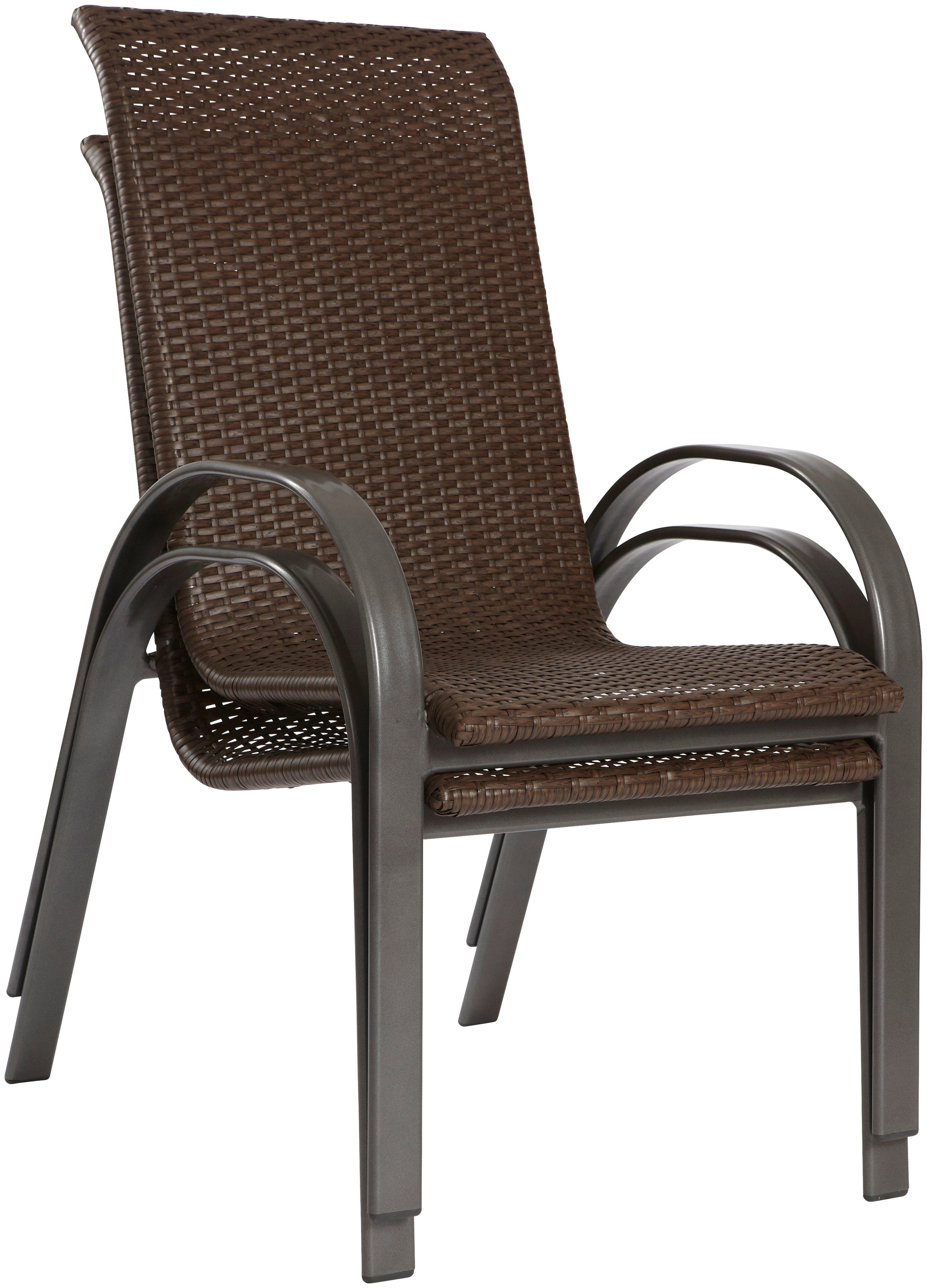 MERXX Tuinstoel Côte d´Azur set van 2, aluminium, stapelbaar, bruin (set, 2 stuks)