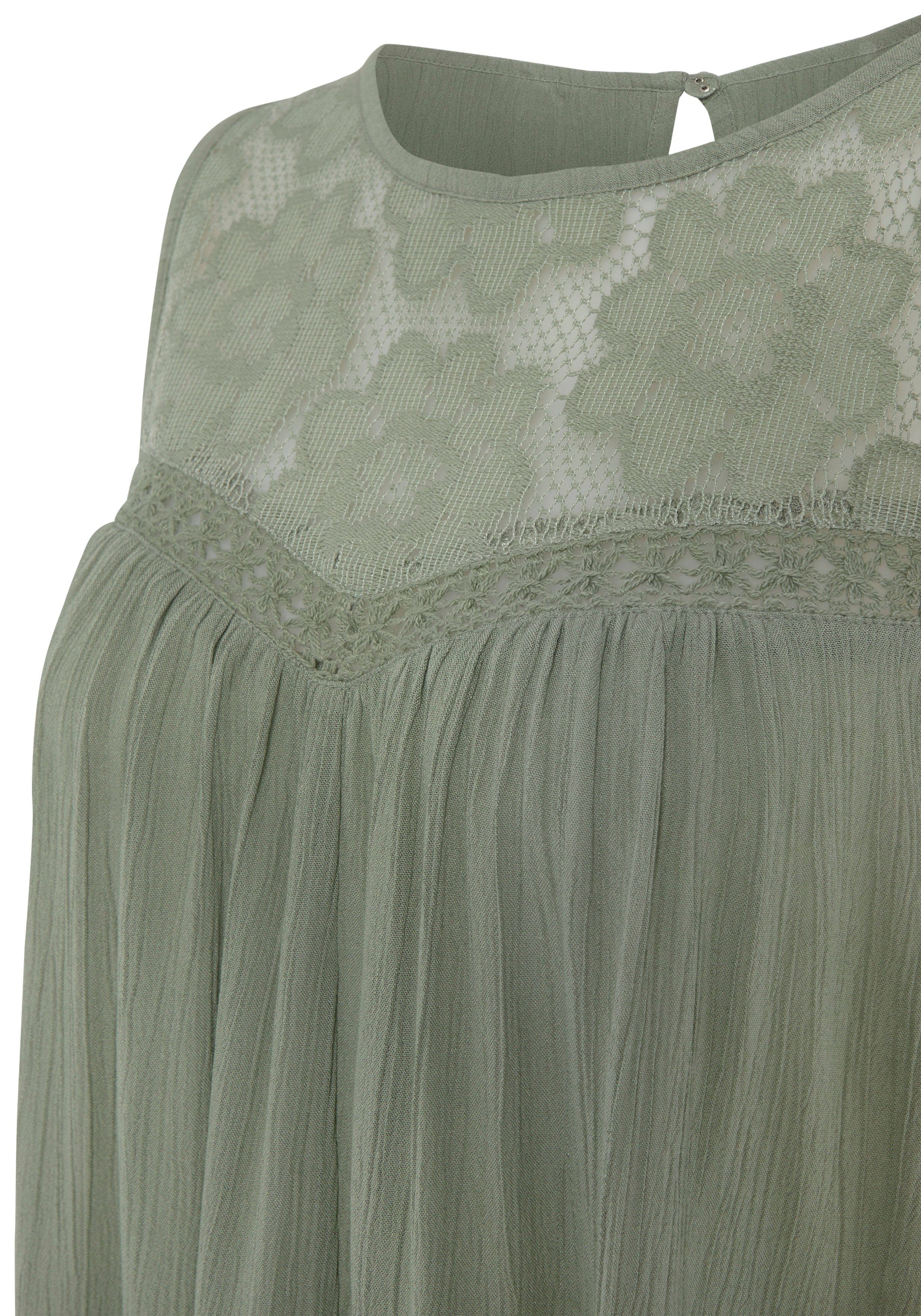 Buffalo Crêpe-blouse met kanten inzetstuk, blouse, boho stijl