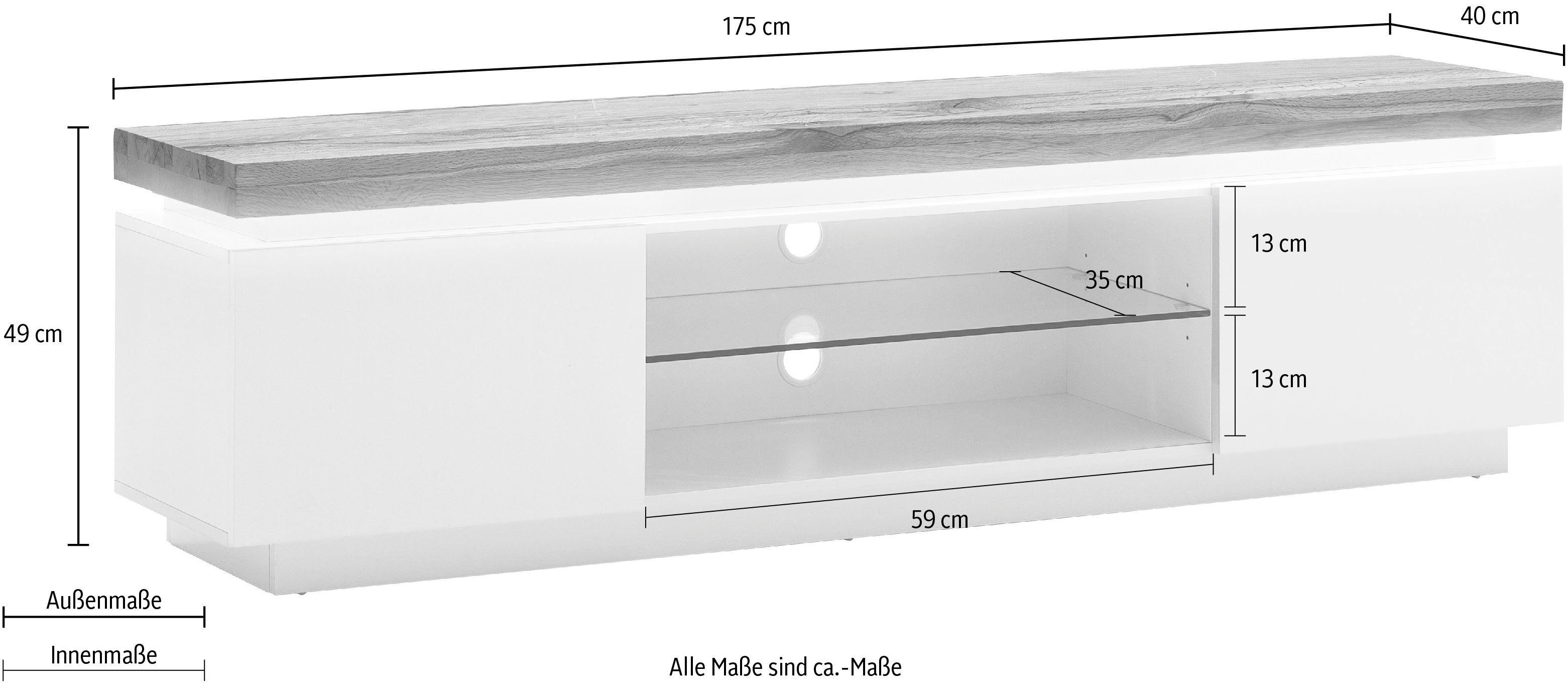 MCA furniture Tv-meubel Romina met ledverlichting wit dimbaar, incl. afstandsbediening