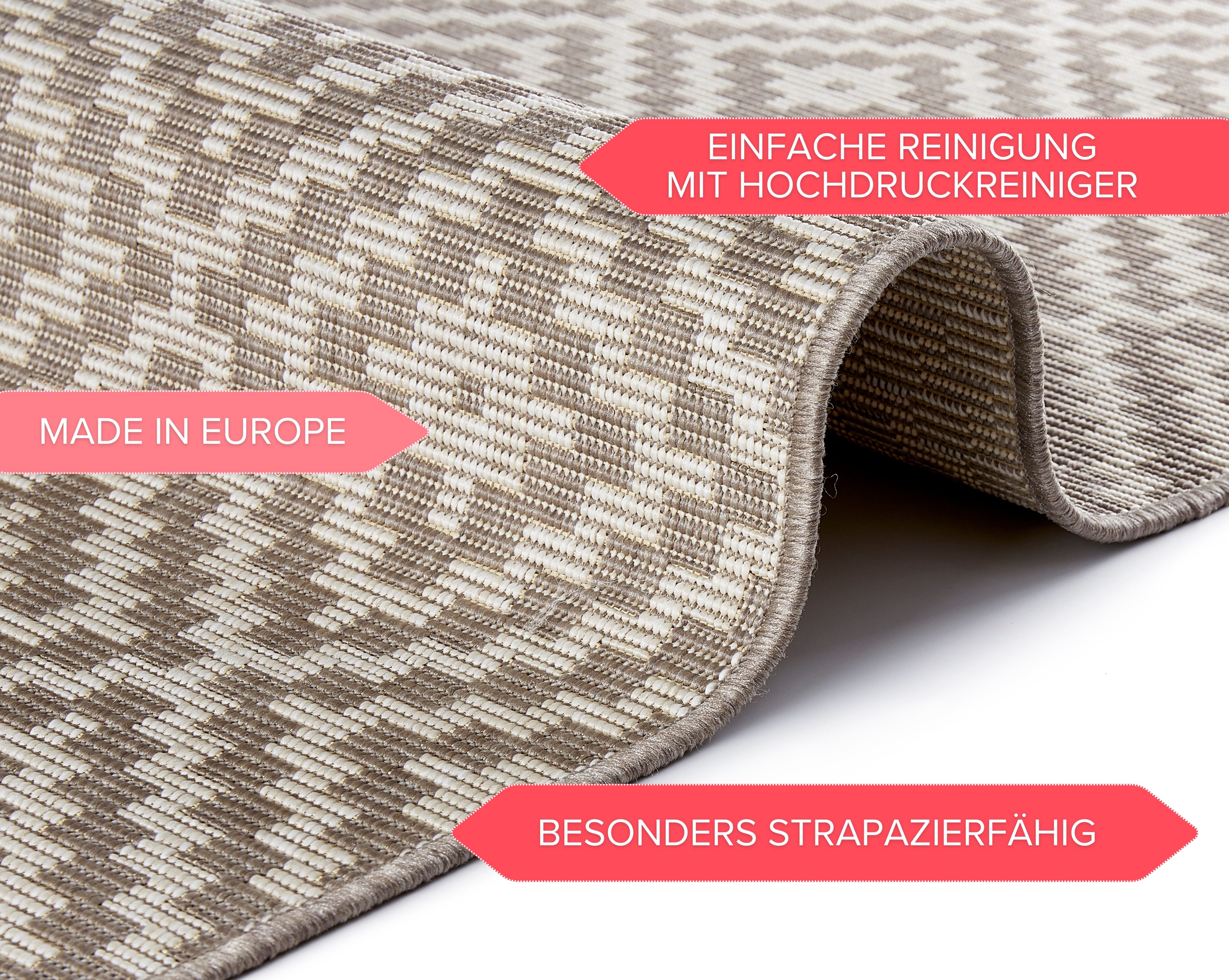 freundin Home Collection Vloerkleed Breeze In- & outdoor, weerbestendig, balkon, tuin, woonkamer, ruiten