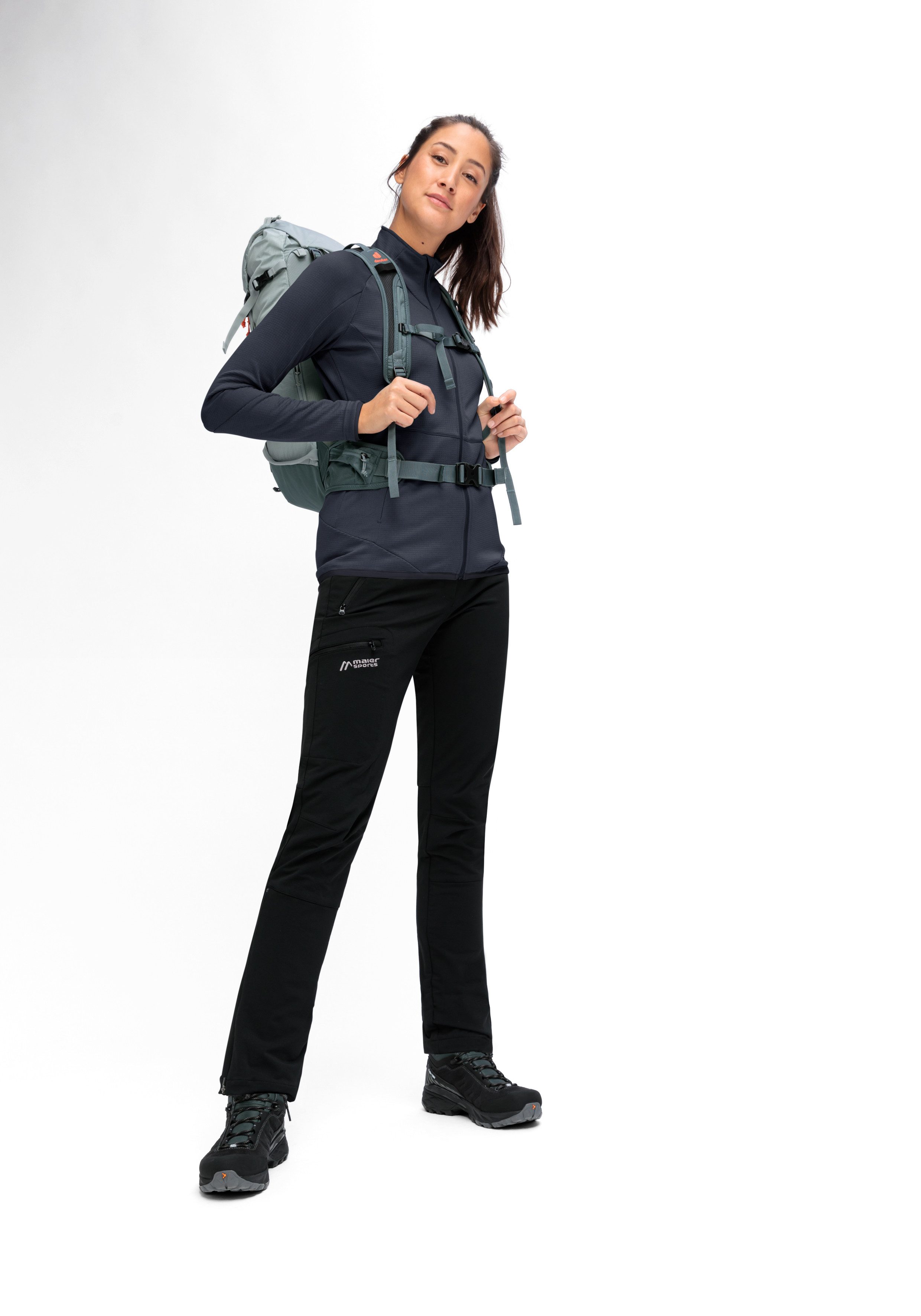 Maier Sports Fleecejack Sinaia W Dames midlayer, ademend snel drogend, full-zip, regular fit