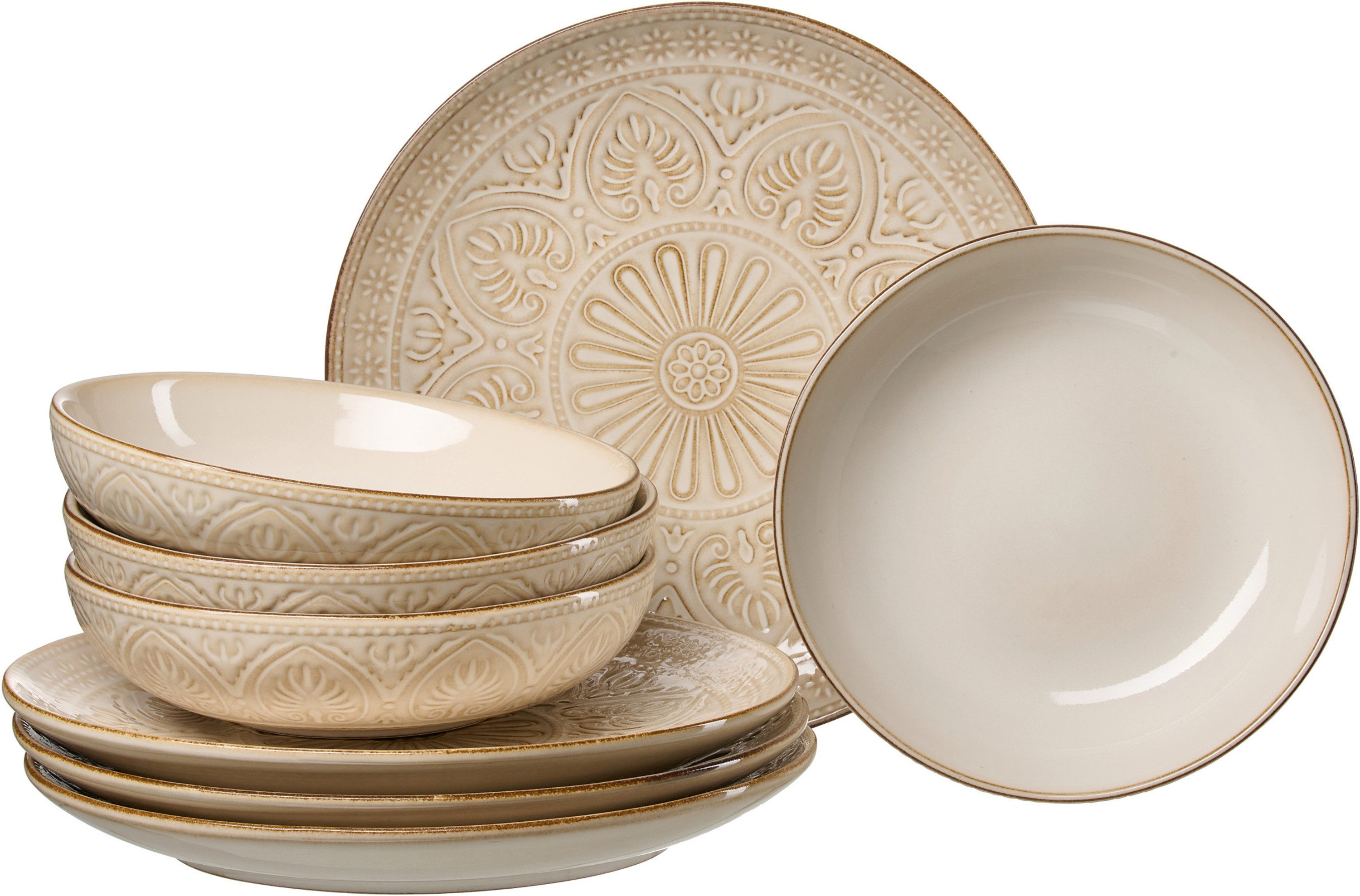 Ritzenhoff & Breker Eetservies Omara Reactief glazuur, elk exemplaar is uniek (set, 8-delig)