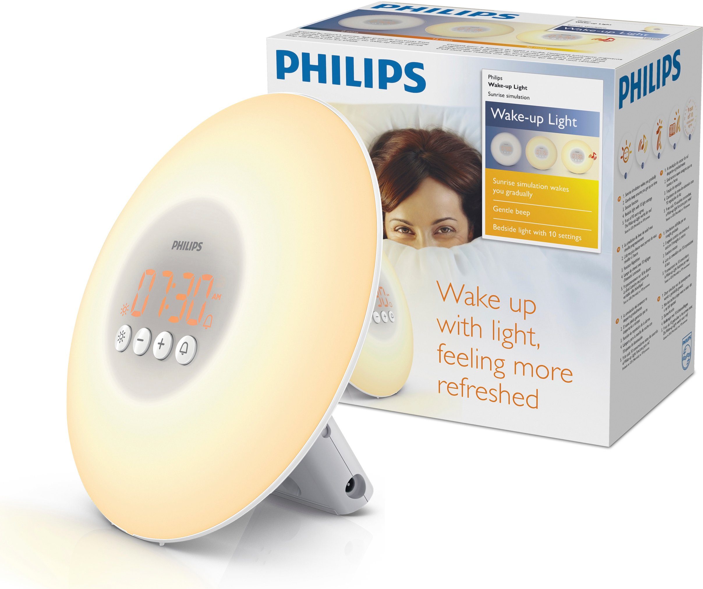 philips daglichtwekker wake-up light hf3500-01 met 10 helderheidsinstellingen en sluimerfunctie wit
