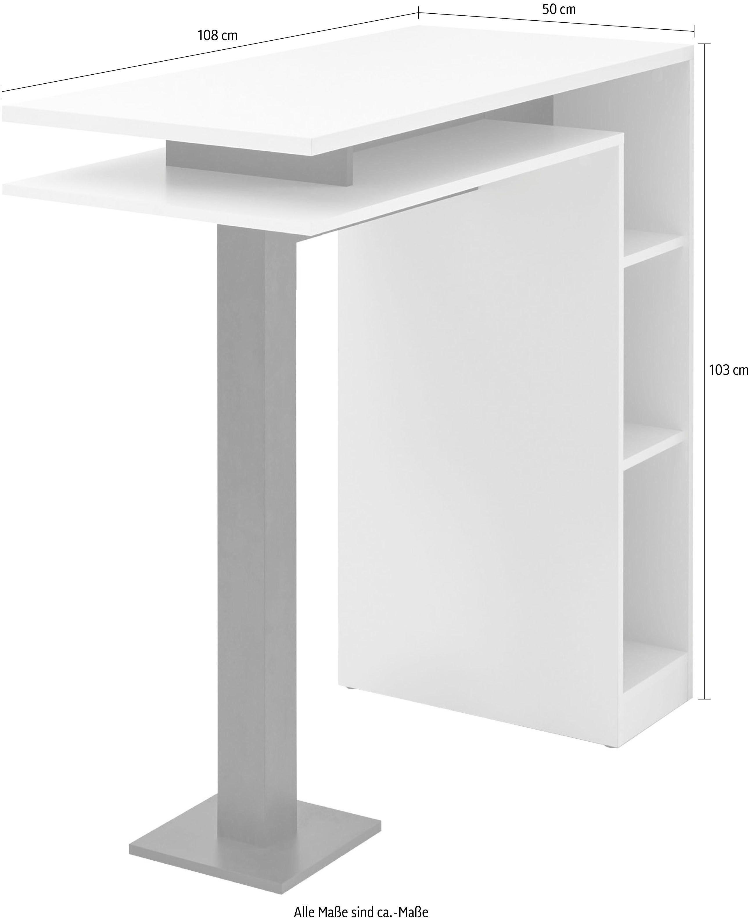 Stolkom Bartafel Bay wit, tafel met opbergruimte