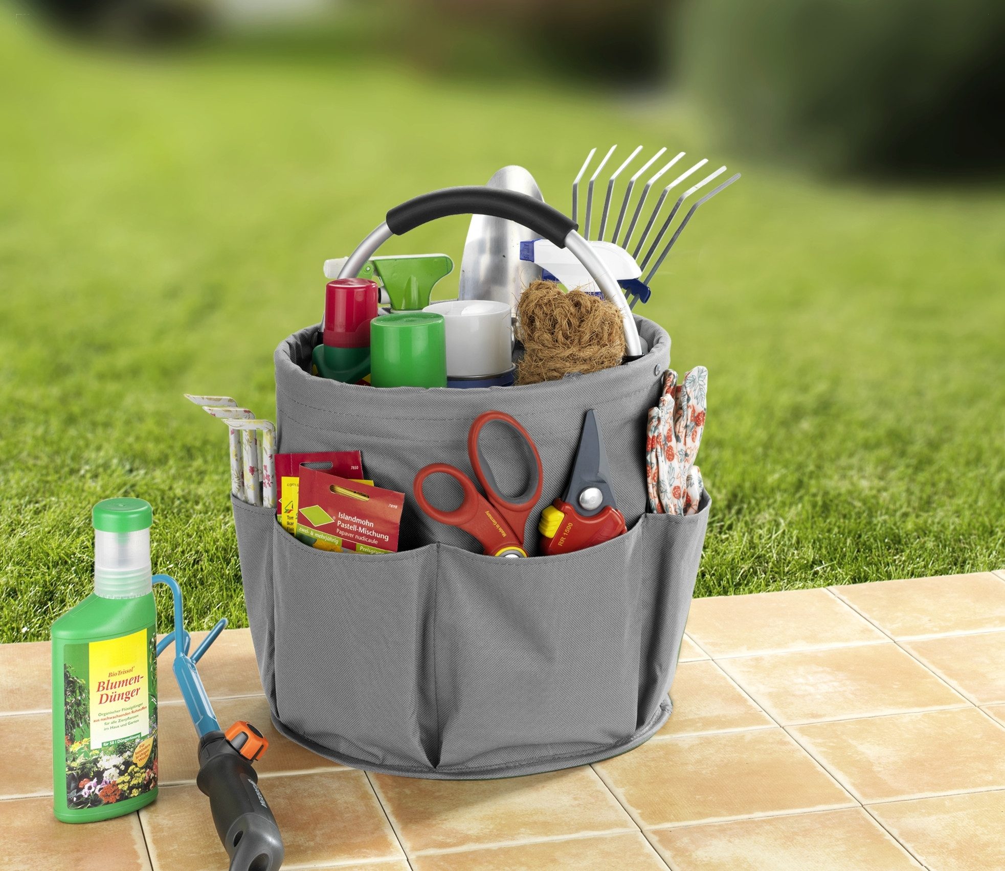 WENKO Organizer Universal-Reinigungs-Caddy Multifunctioneel mand met 6 buitenzakken, ideaal voor huishouden, tuin & kamperen