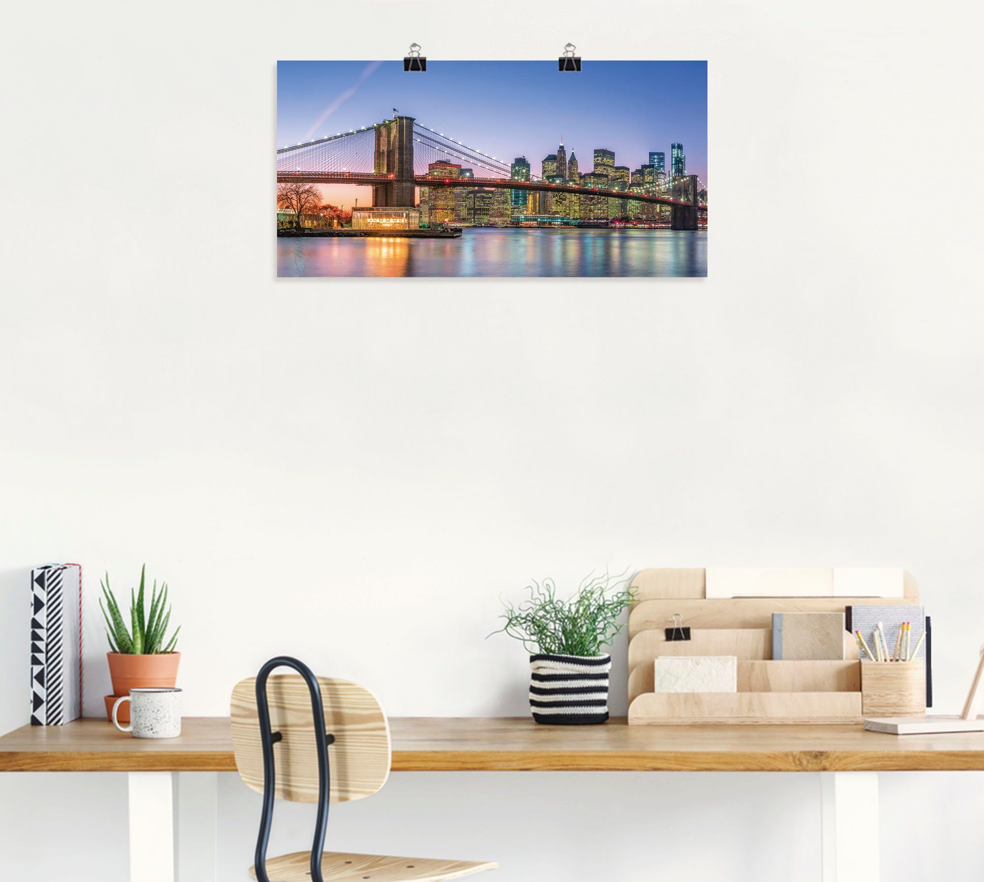 Artland Artprint Skyline New York City als artprint van aluminium, artprint voor buiten, artprint op linnen, poster, muursticker