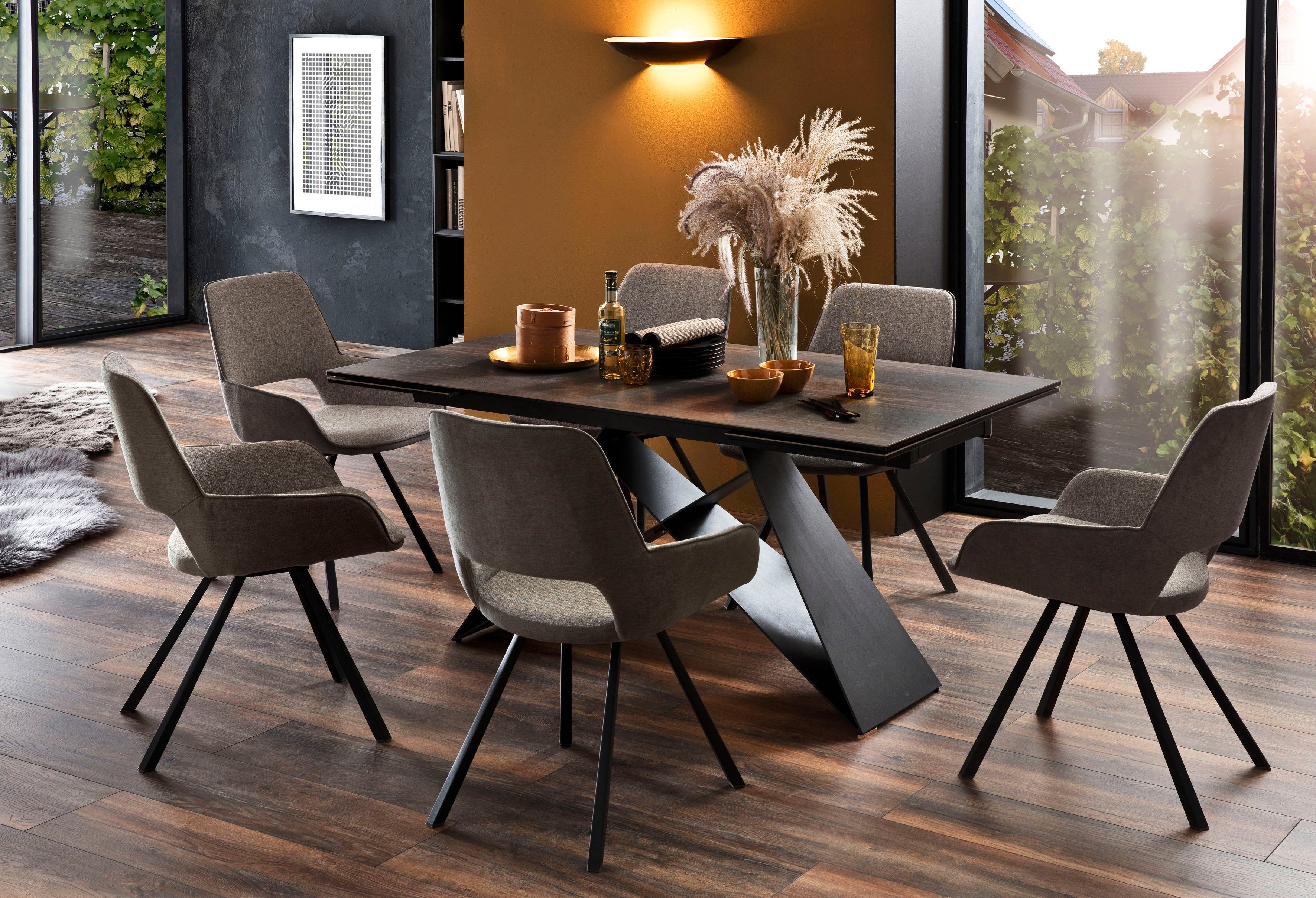 MCA furniture Eettafel Kobe Eettafel glas-keramiek met uittrekbaar deel aan de kopse kant