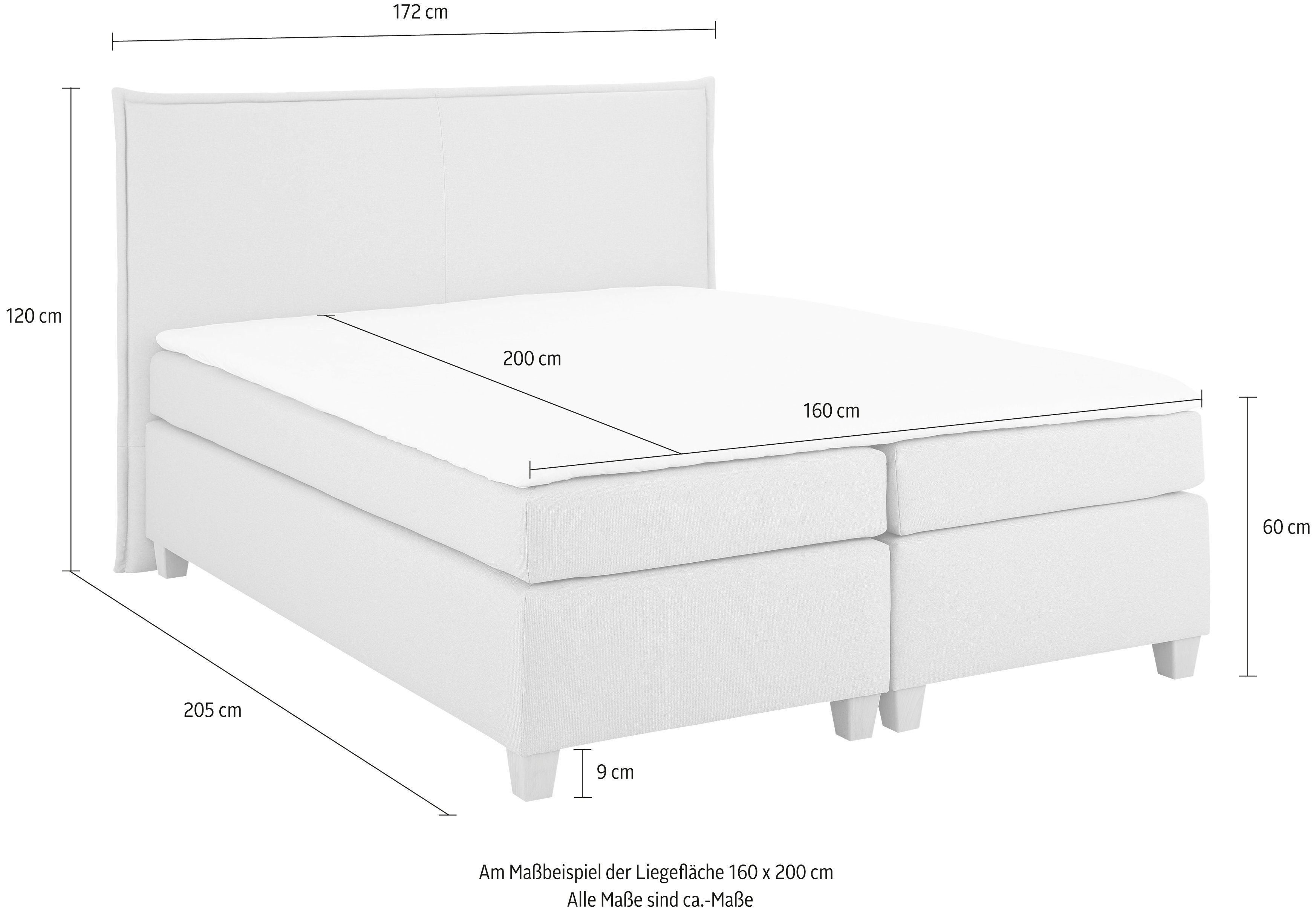 Home affaire Boxspring Houssay incl. topmatras, 5 breedtes, 2 hardheden ook in extra lang 220 cm
