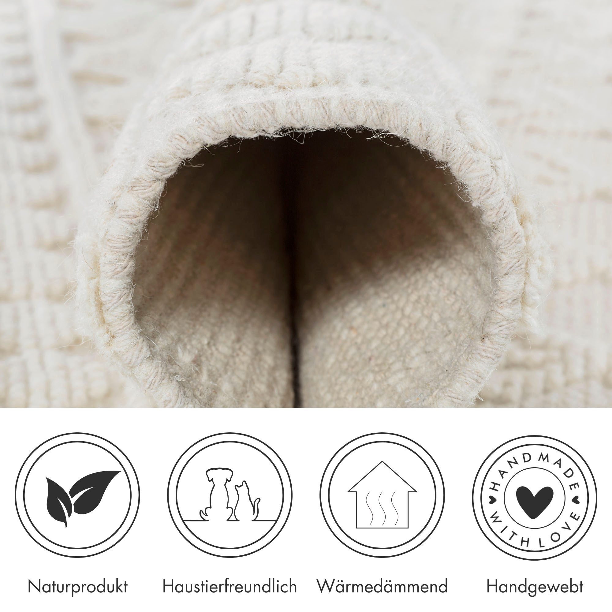 LUXOR living Wollen kleed Hägga Handgeweven vloerkleed, zuivere wol, met de hand geweven, reliëfstructuur