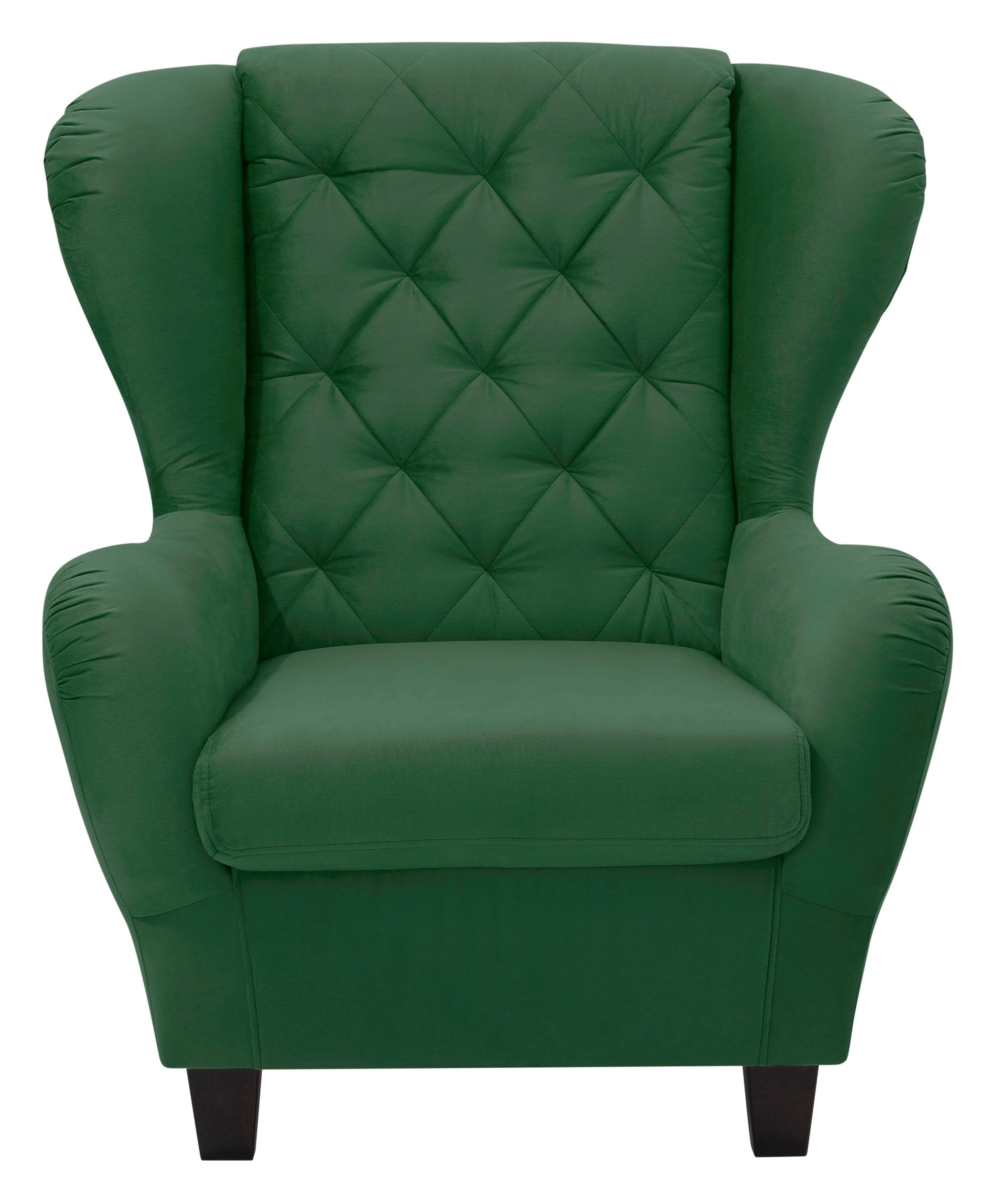 Home affaire Oorfauteuil ALEXANDRA incl. hocker, met stiksels, in vele kleuren (2-delig - 2 stuks)