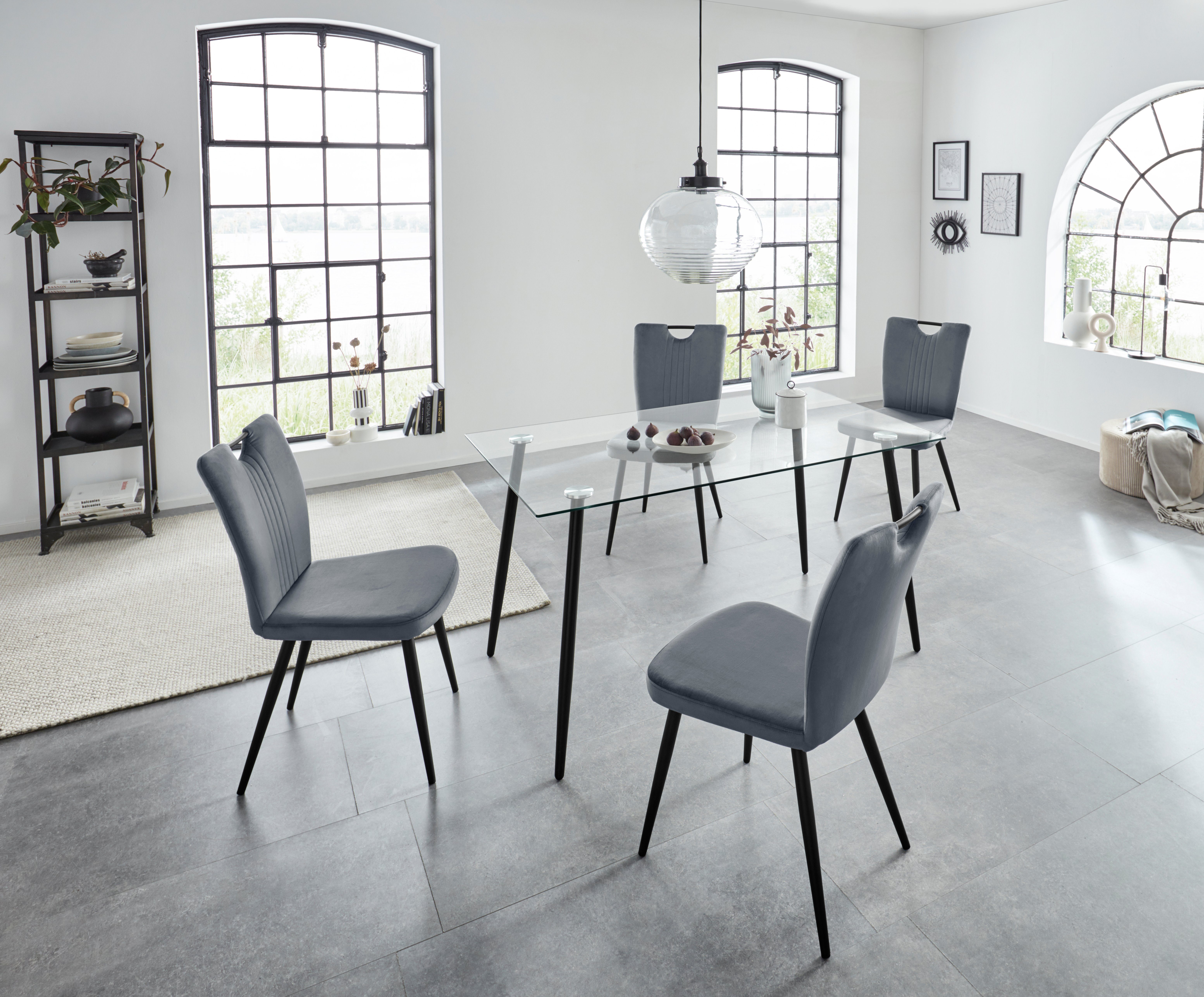 INOSIGN Glazen tafel Danny, TOPSELLER! Eettafel breedte 140 cm, metaalapplicaties, modern ontwerp