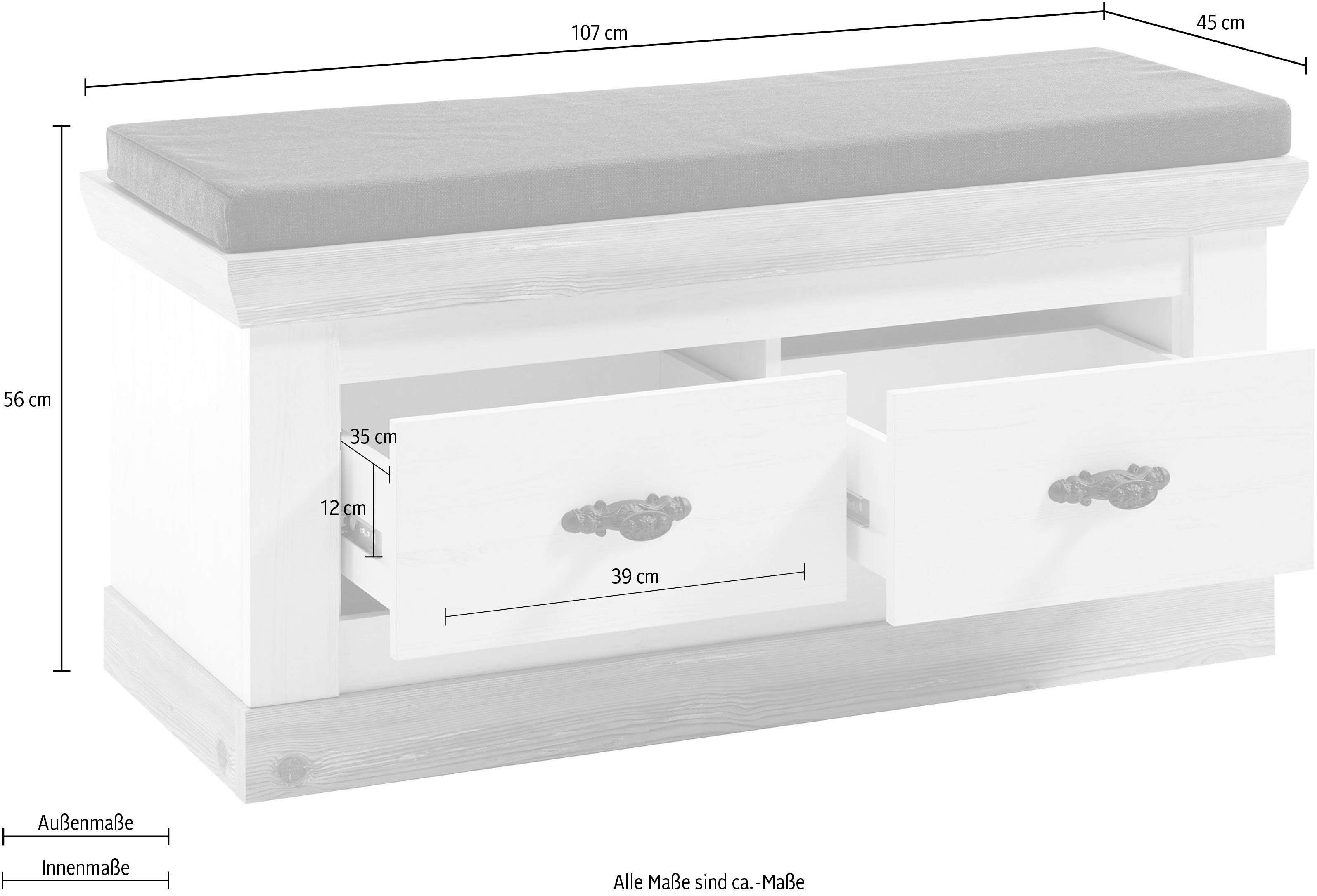Home affaire Zitbank Florence Breedte ca. 107 cm