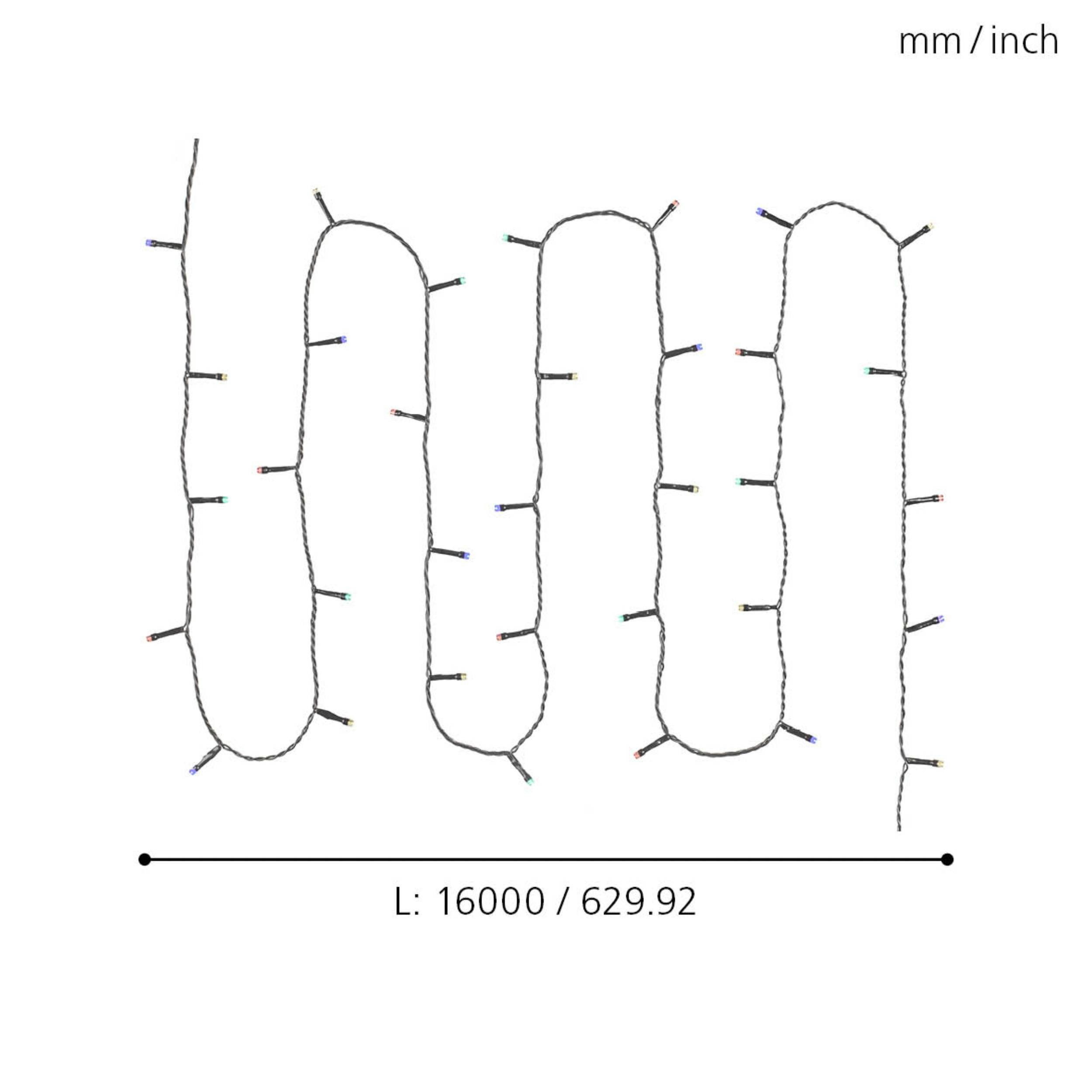 EGLO Led-lichtsnoer SERIE LED - kerstdecoratie - verlichting - winterdecoratie Lichtketting, kleurrijke buitenverlichting, met kabel, 16 m (1 stuk)