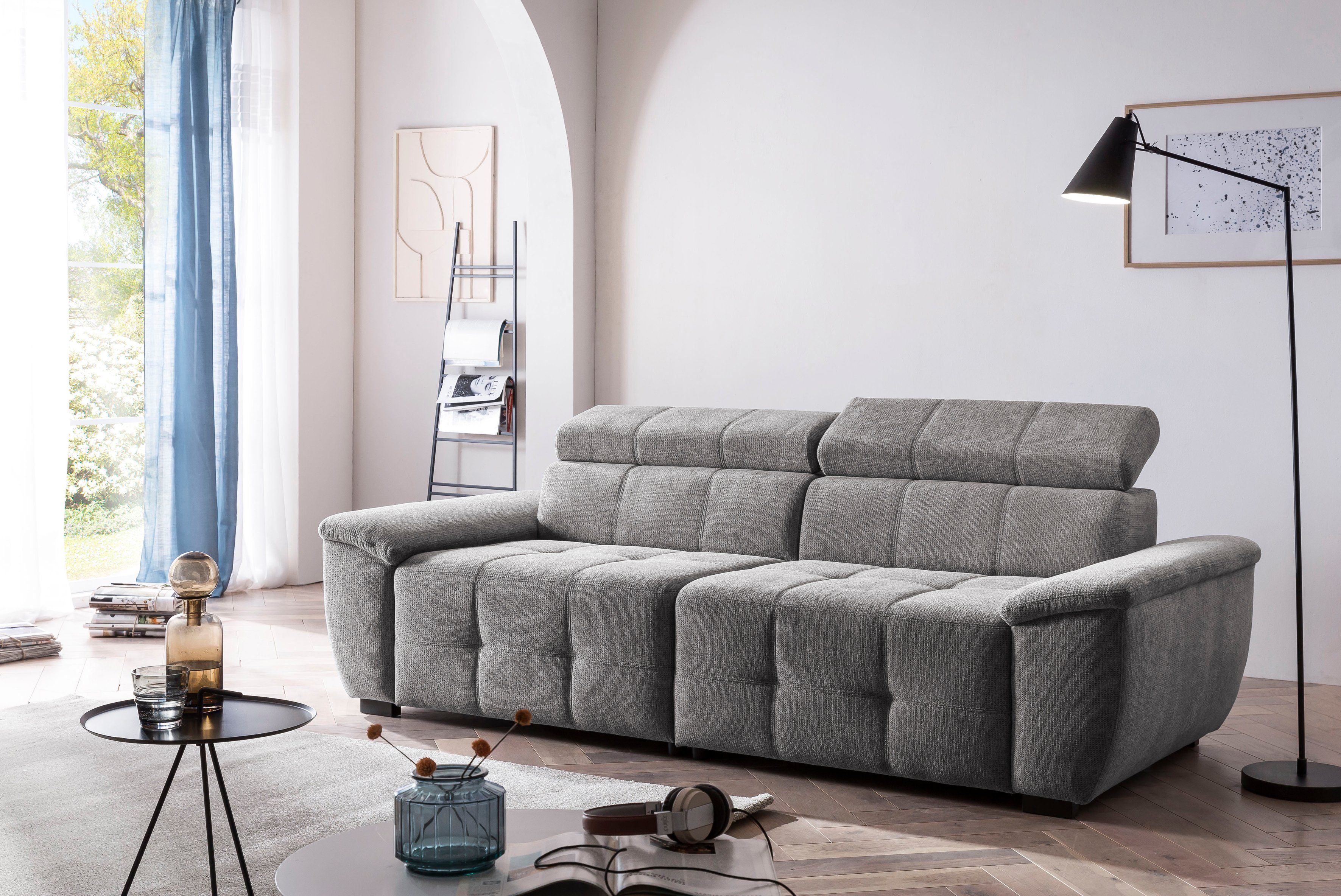 exxpo - sofa fashion Megabank Exxpo MAVERICK, zachte bekleding, hoog zitcomfort incl. verstelbare hoofdsteunen, complexe detailafwerking