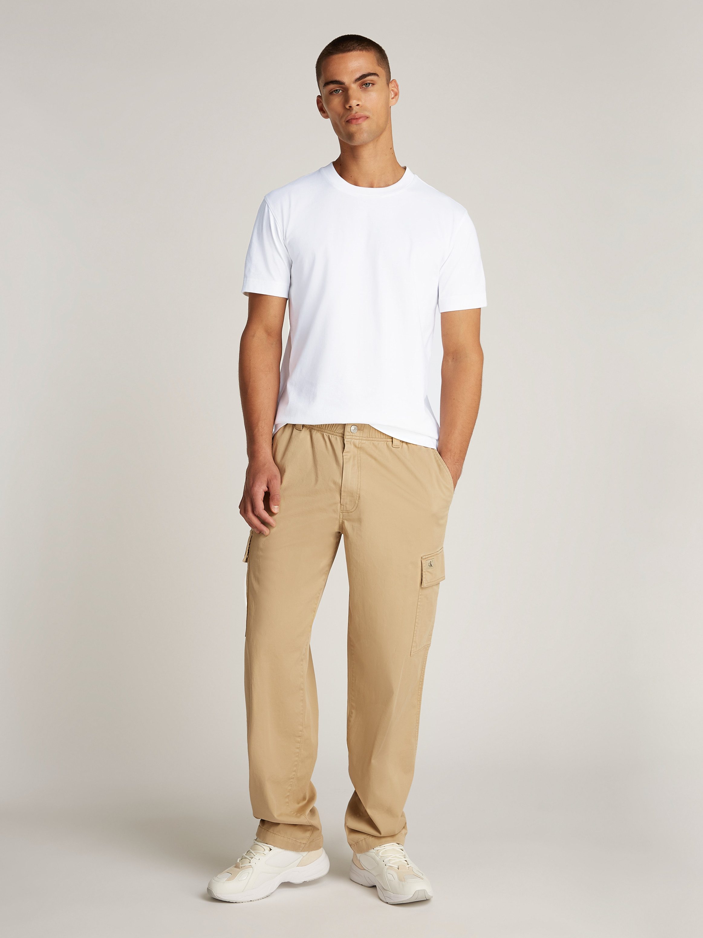 Calvin Klein Shirt met ronde hals WOVEN LABEL REGULAR TEE