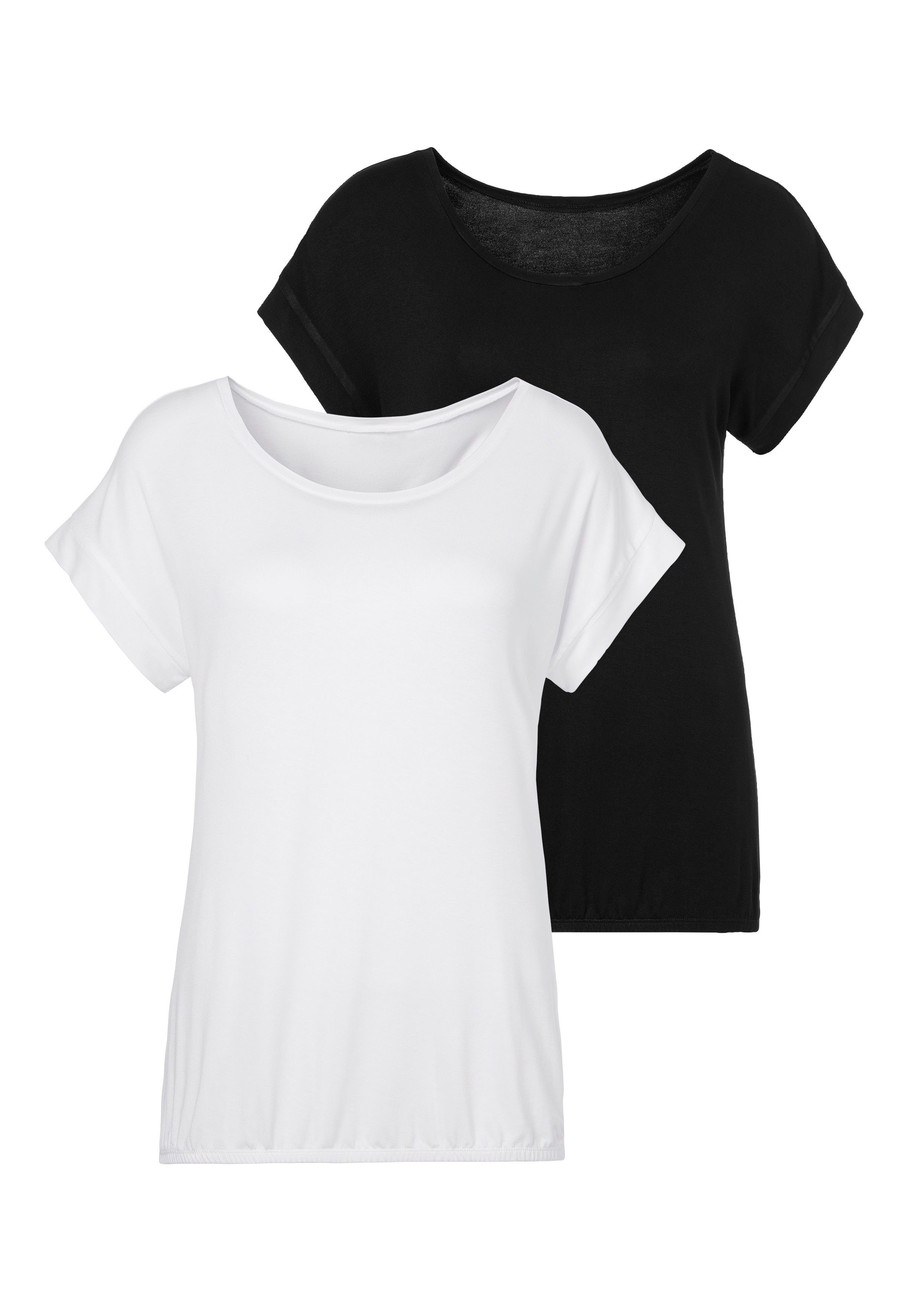 Vivance T-shirt met elastische zoomrand (Set van 2)