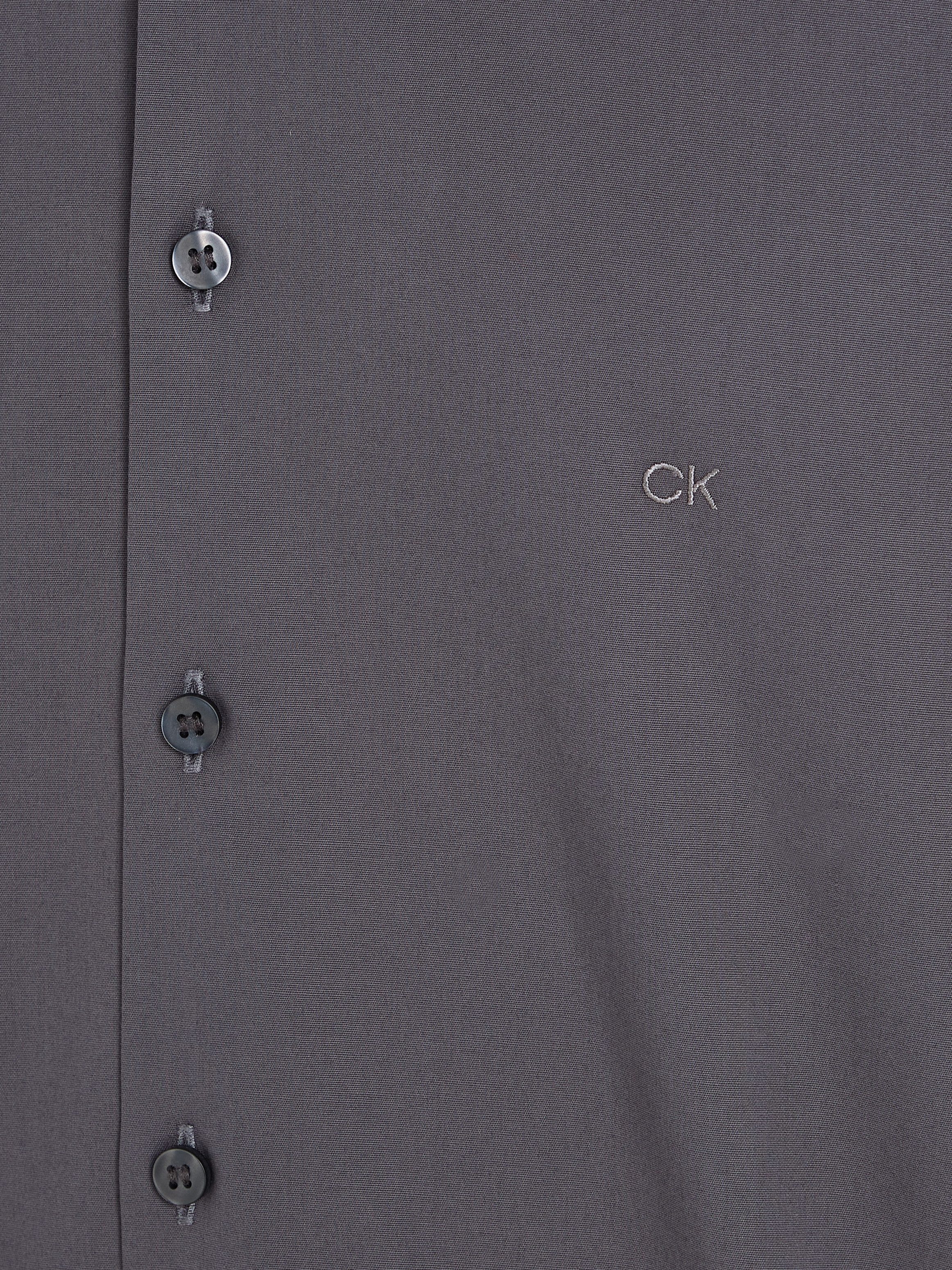 Calvin Klein Businessoverhemd POPLIN STRETCH SLIM SHIRT met kent-kraag logoprint op borsthoogte
