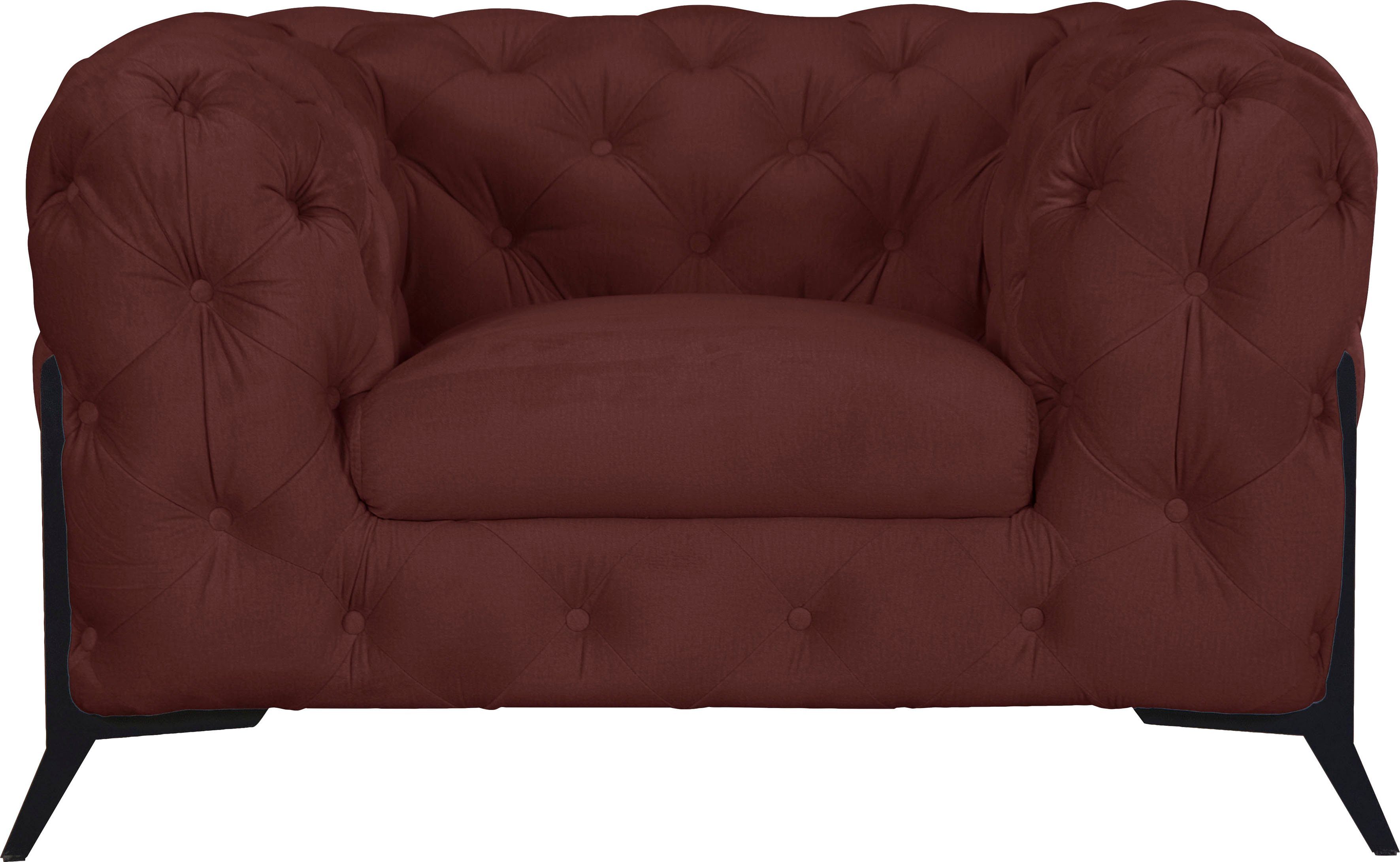 leonique chesterfield-fauteuil amaury luxueuze capitonnage, moderne chesterfield look, kleur van de poten ter keuze roze