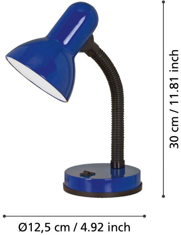 EGLO Tafellamp Basic blauw / ø12,5 x h30 cm / tuimelschakelaar - draaibaar - flexibele hals