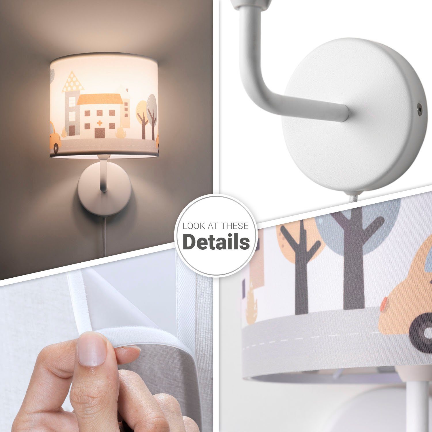 Paco Home Wandlamp Luca Capri Kinderkamer wandlamp kinder lamp binnen met auto straat brandweer