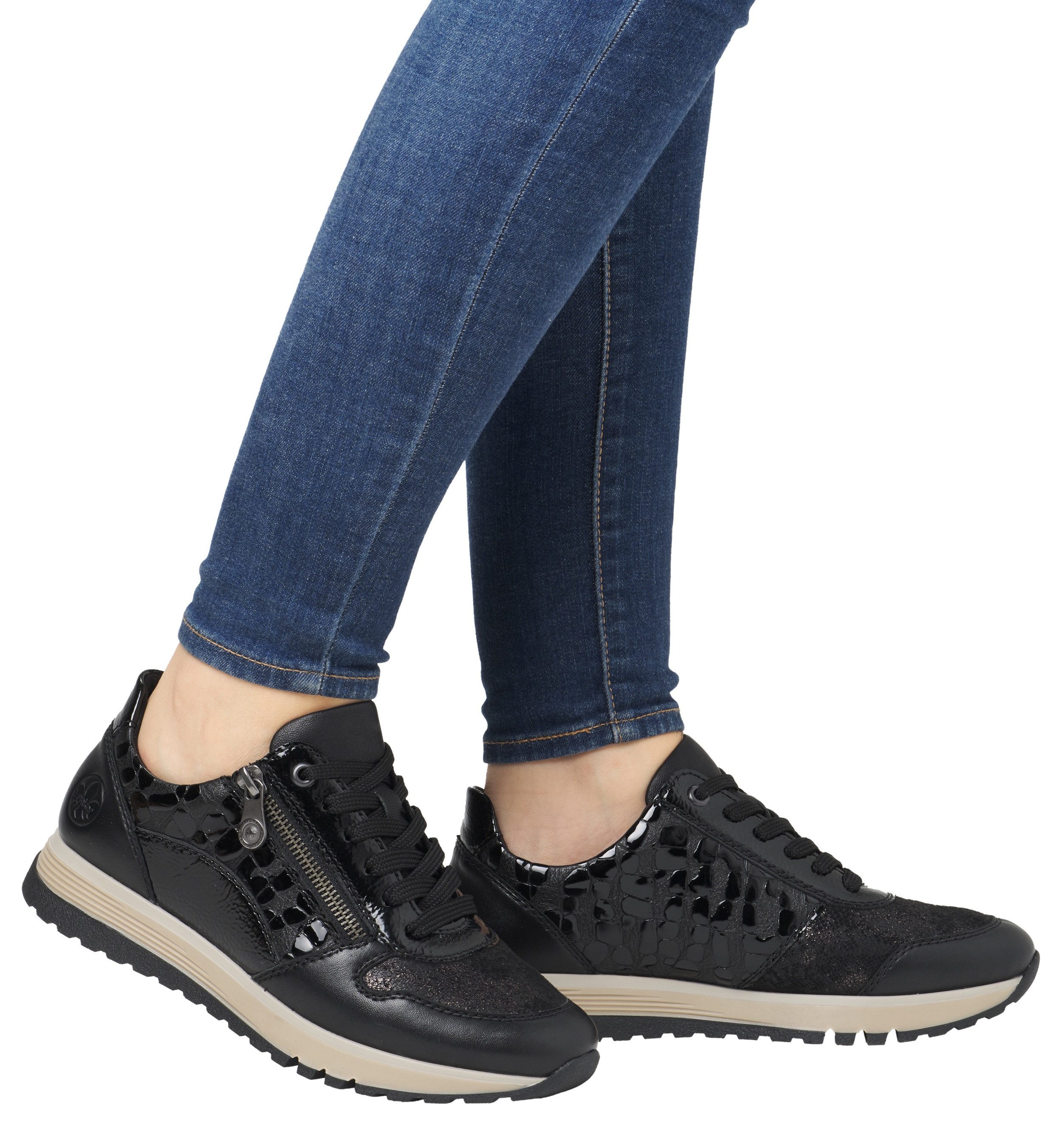 Rieker Sneakers , vrijetijdsschoen, lage schoen, veterschoen met buitenrits