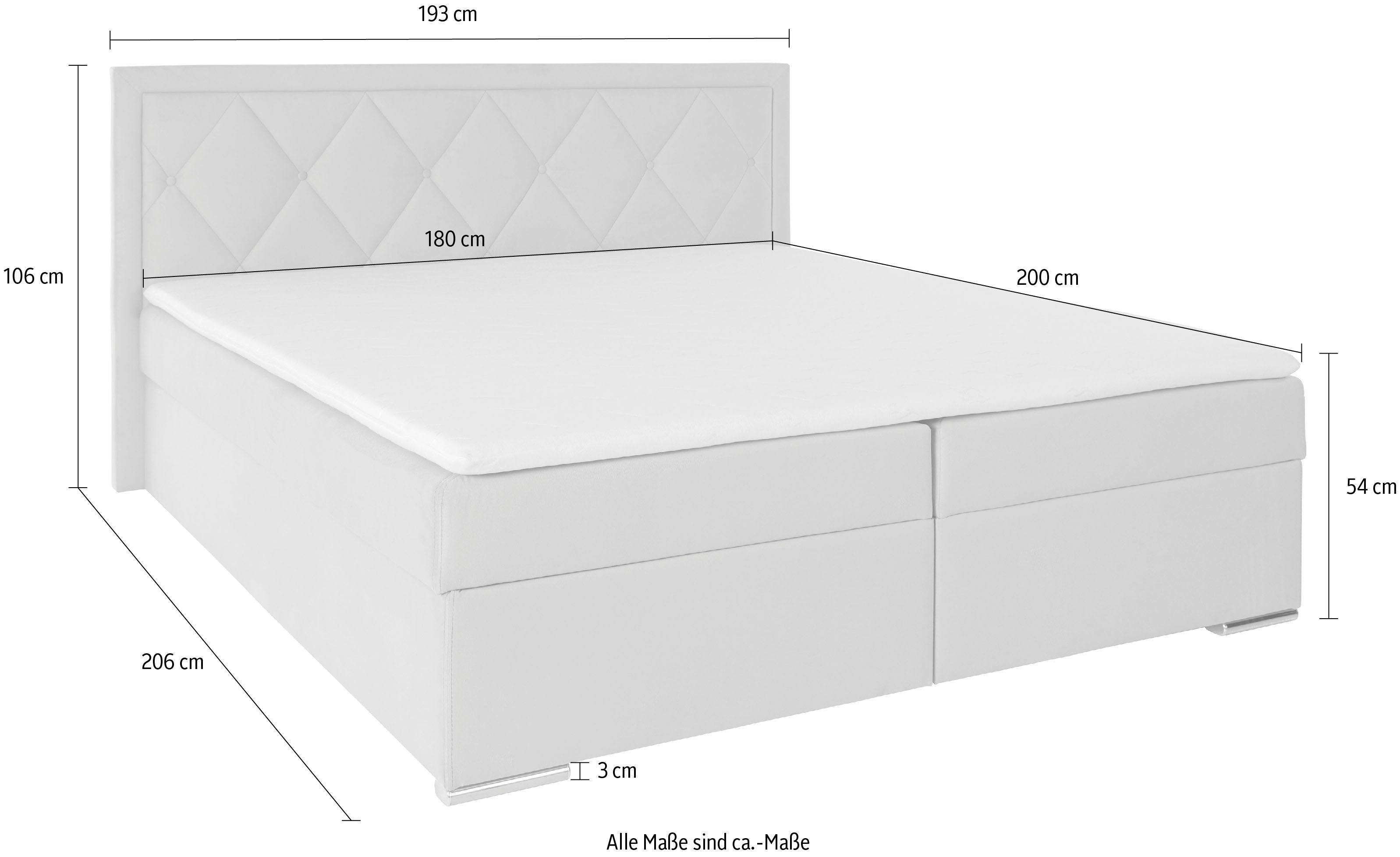 Leonique Boxspring Alfie, bestseller, optioneel met bedlade met strassteentjes in het hoofdbord, h2, h3 en h4 ter keuze