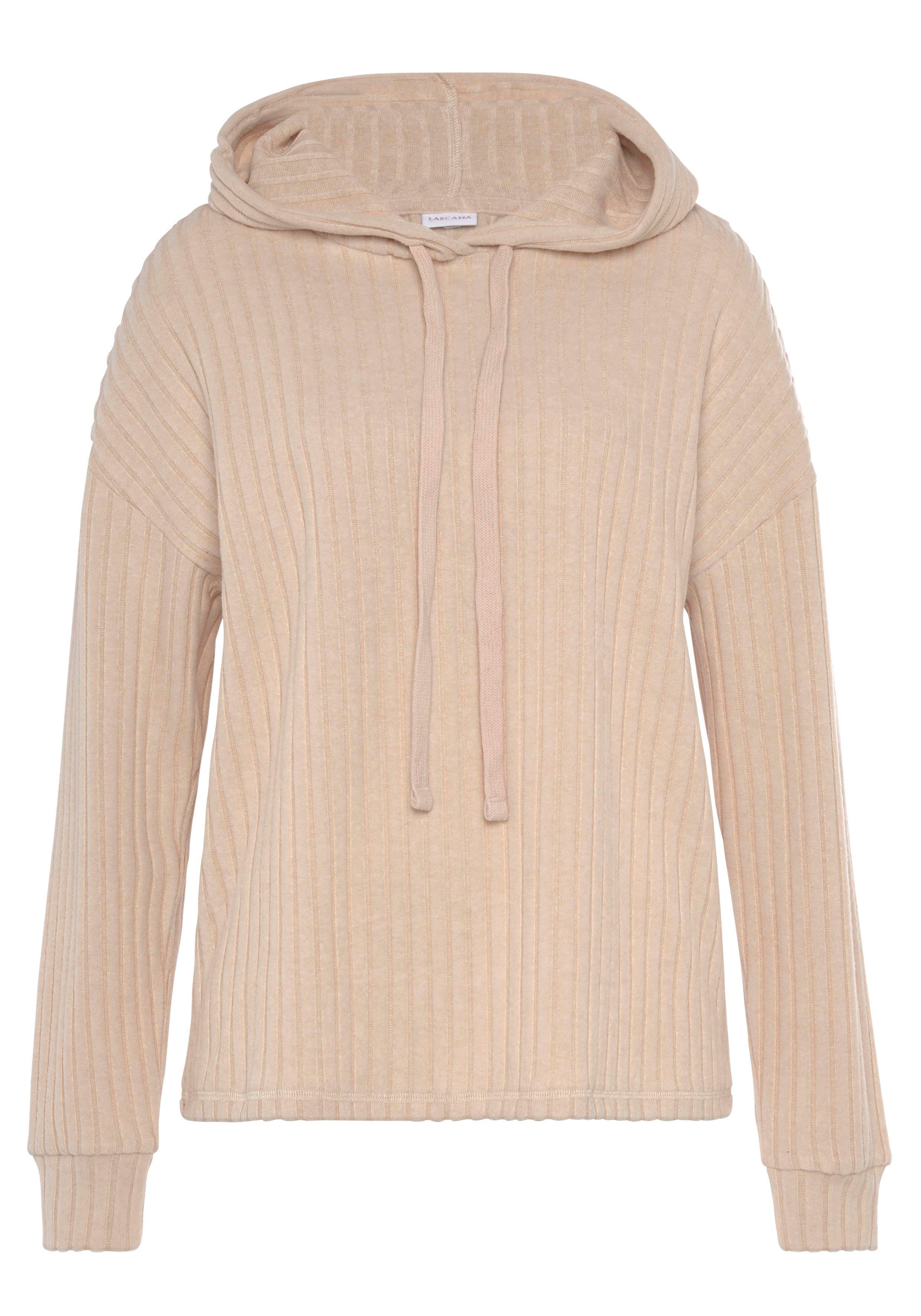 Lascana Hoodie Breipullover met capuchon en gemêleerd uiterlijk, loungewear