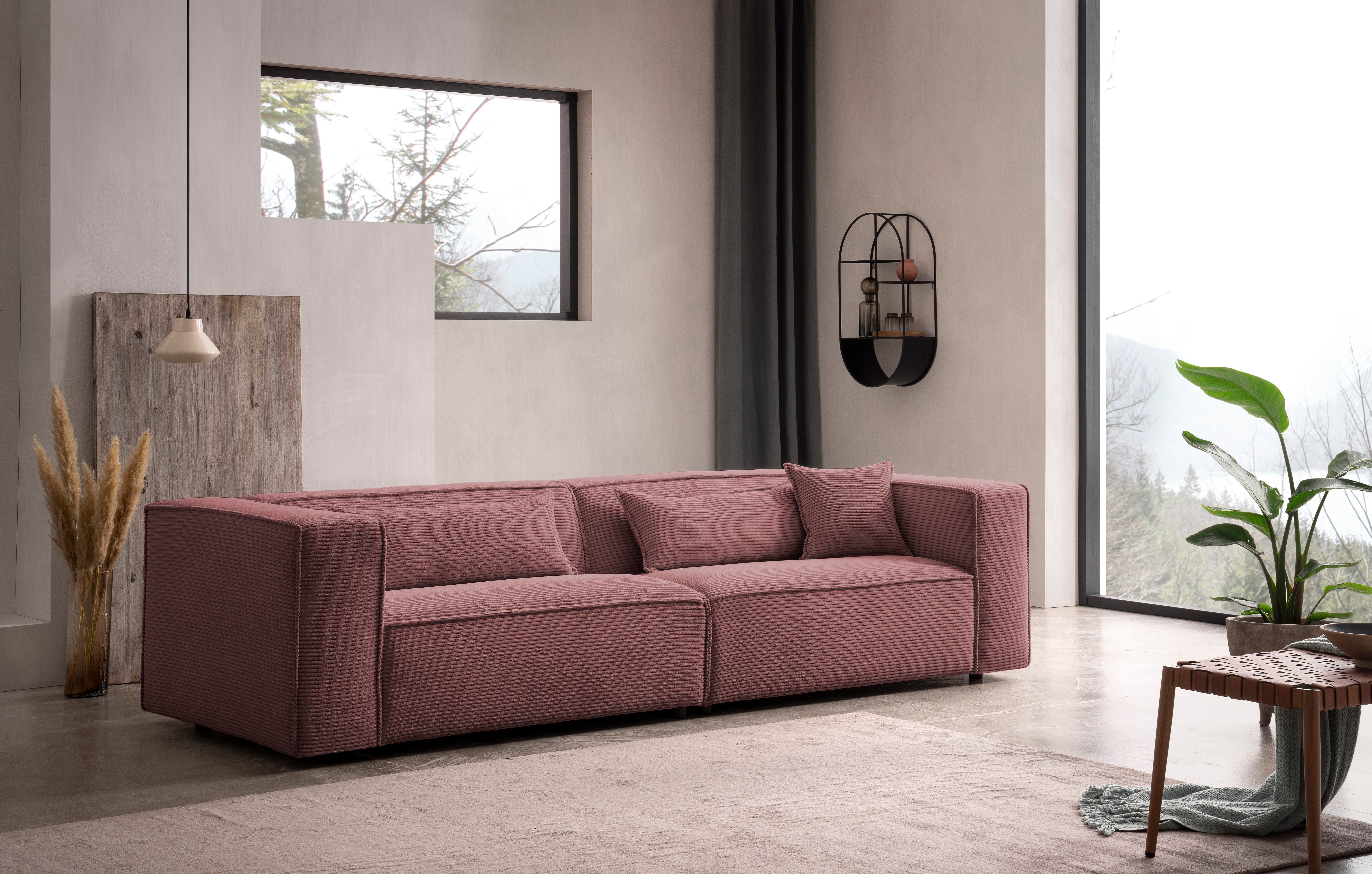 LeGer Home by Lena Gercke 3-zitsbank PIARA, bank met biesnaad, sofa in cord of linnenlook