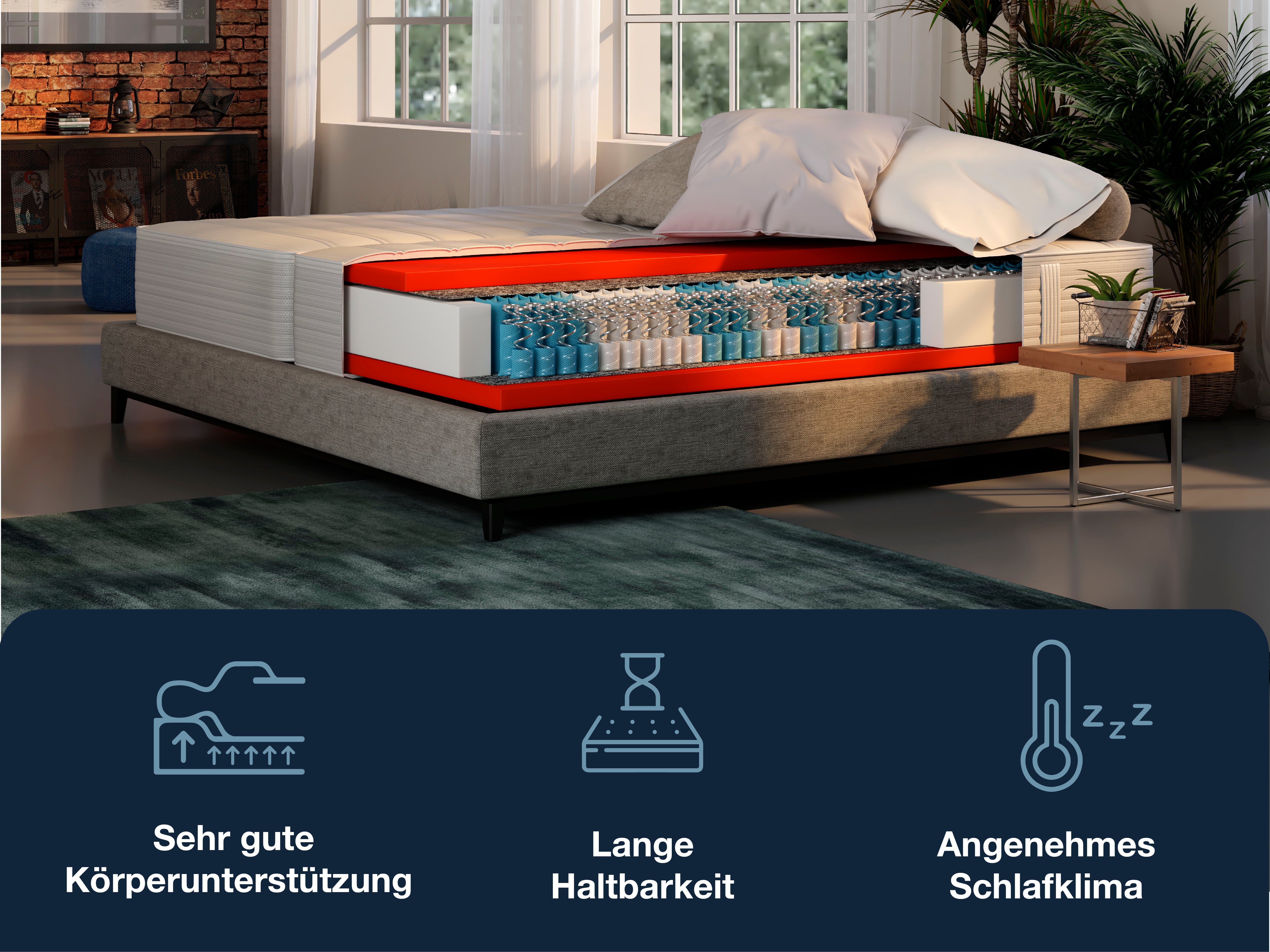 Hn8 Schlafsysteme Boxspringmatras Dynamische TFK, innovatieve Lumatex-hybridschuim verkrijgbaar in 90x200 cm, 140x200 cm en vele andere maten hoogte 25 cm