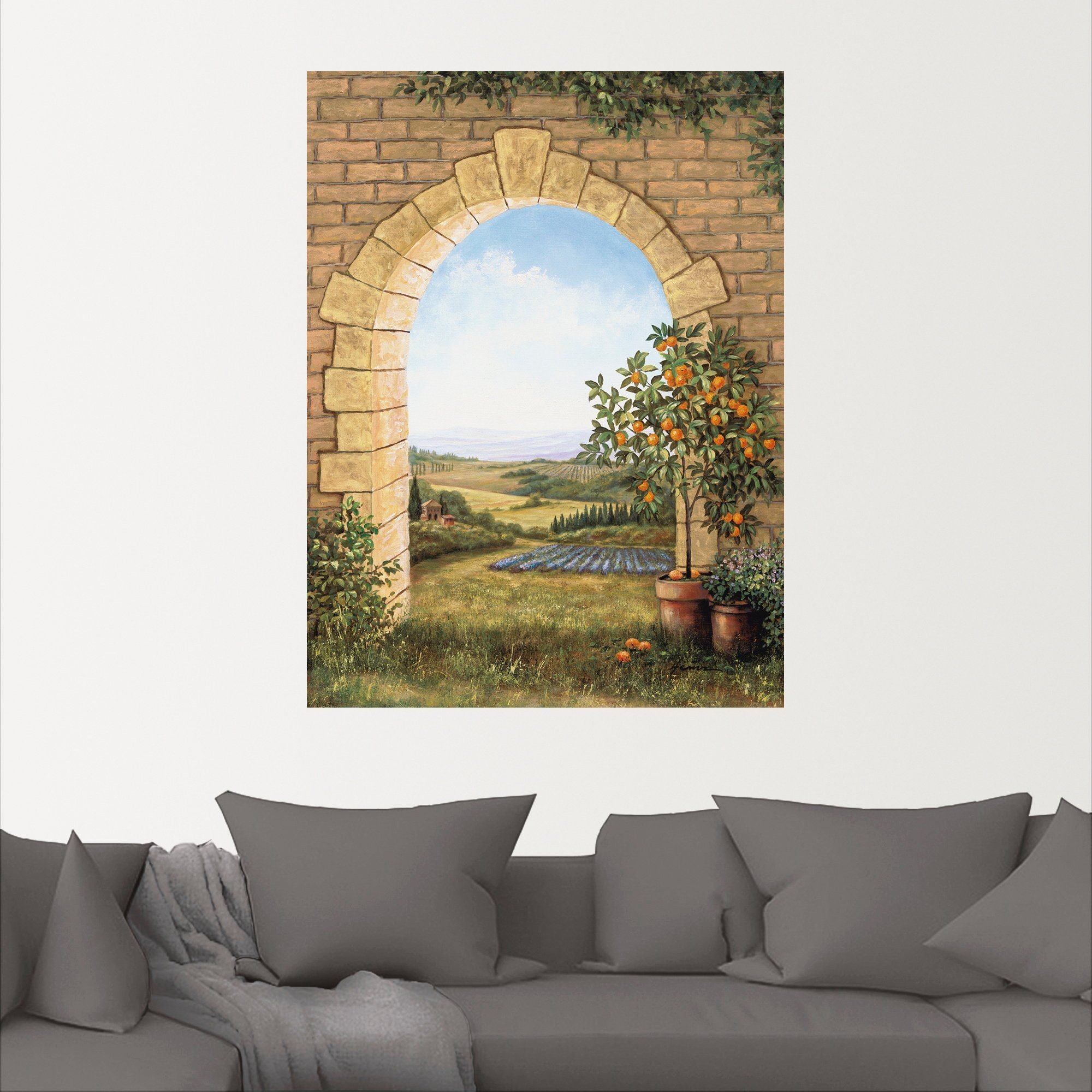 Artland Artprint Sinaasappelboompje voor de boog als artprint van aluminium, artprint voor buiten, artprint op linnen, poster, muursticker