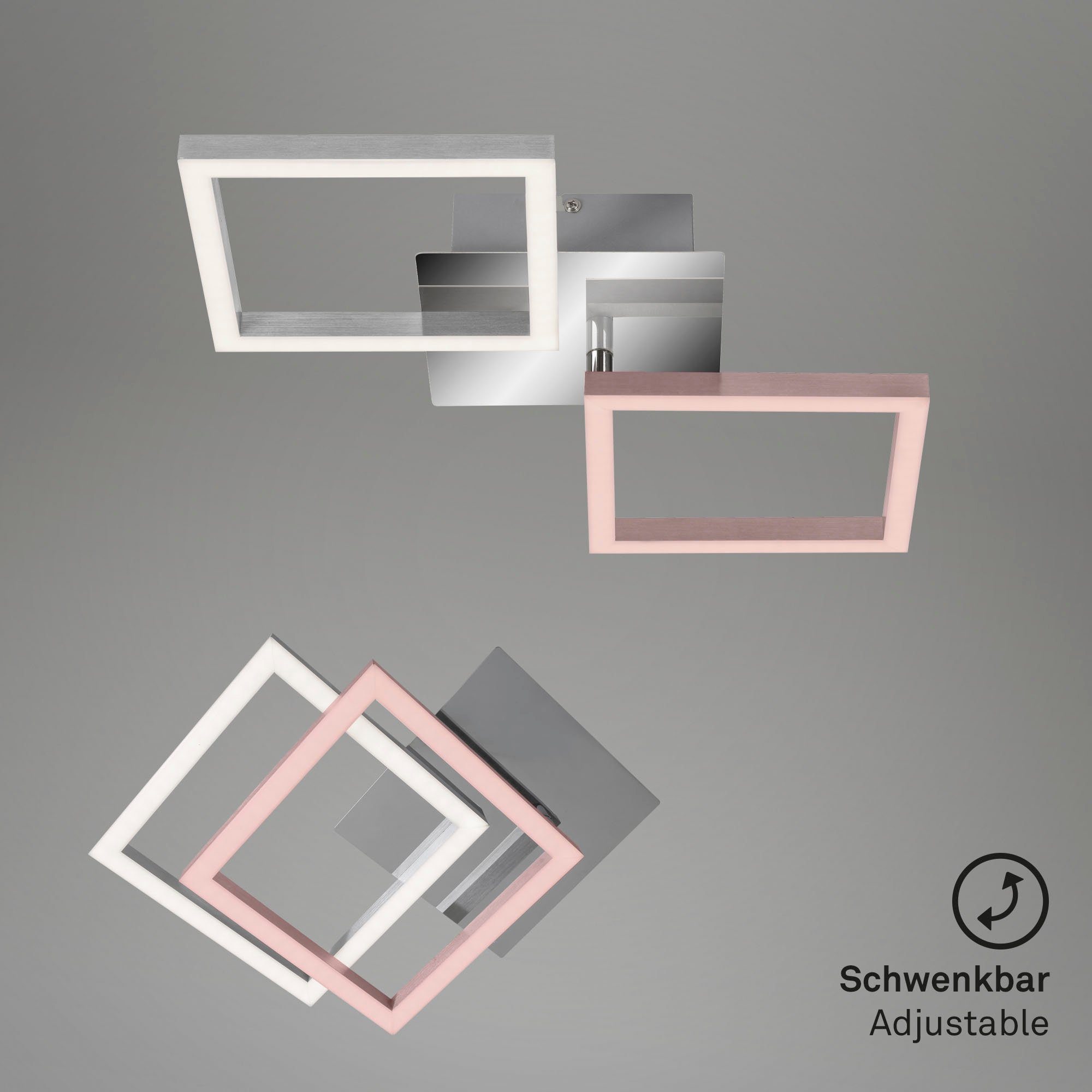 Briloner Leuchten Led-plafondlamp 3207018 FRAME Plafondlamp, 47x22,6x7,3 cm, chroom-aluminium, 5,5W, woonkamer, slaapkamer