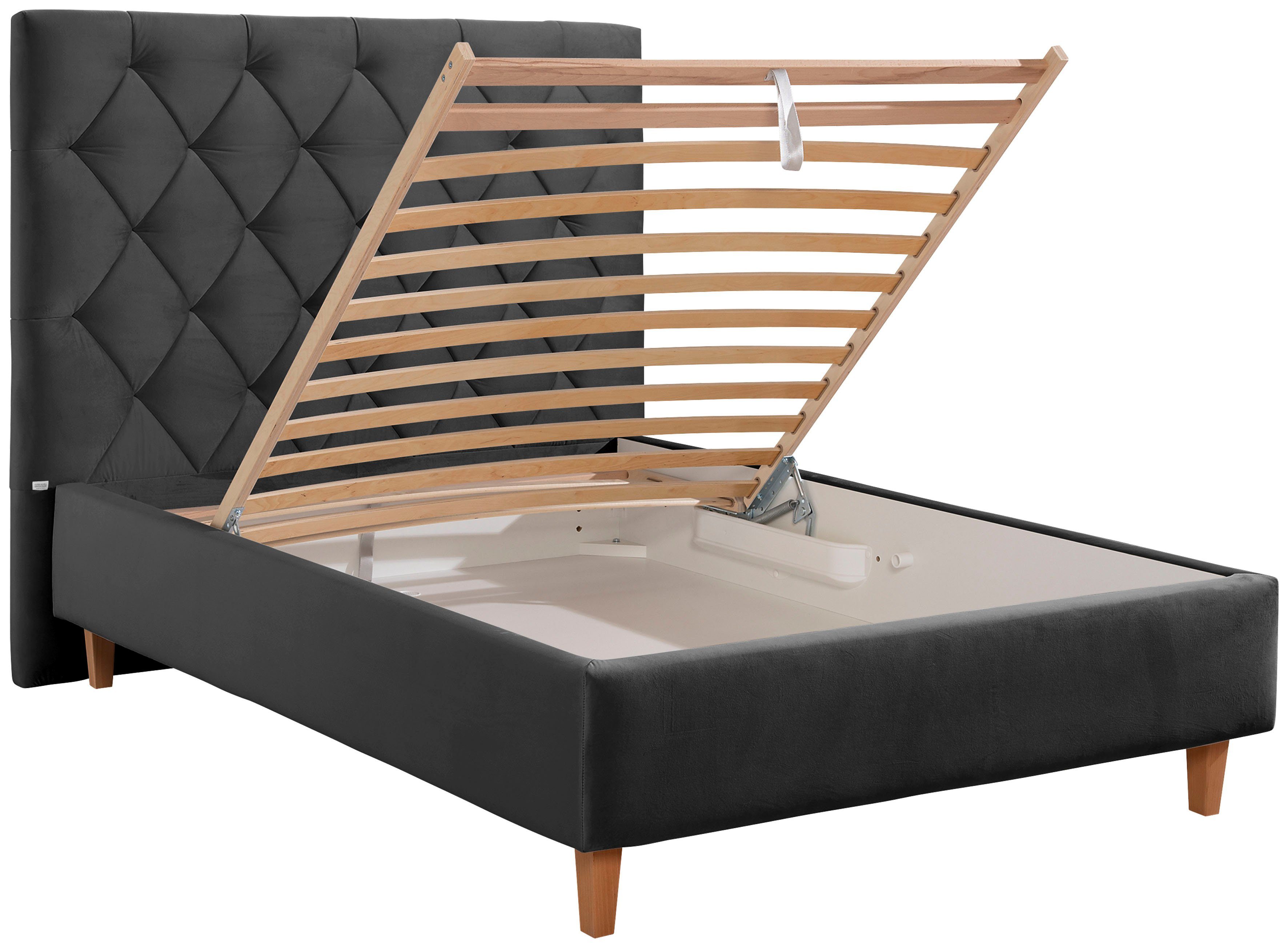 Guido Maria Kretschmer Home&Living Gestoffeerd bed Sunley 140 Kruisstiksel, hoofdbordhoogte 142 cm, zonder of met matras/lattenbodem