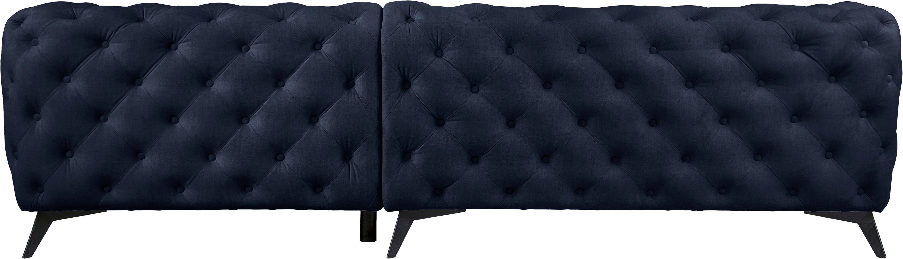 Leonique Chesterfield-bank Hoekbank GLYNIS L-vorm met golfvering, afmetingen B/D/H 264/264/75cm luxueuze capitonnage, moderne chesterfield look, kleur van de poten ter keuze