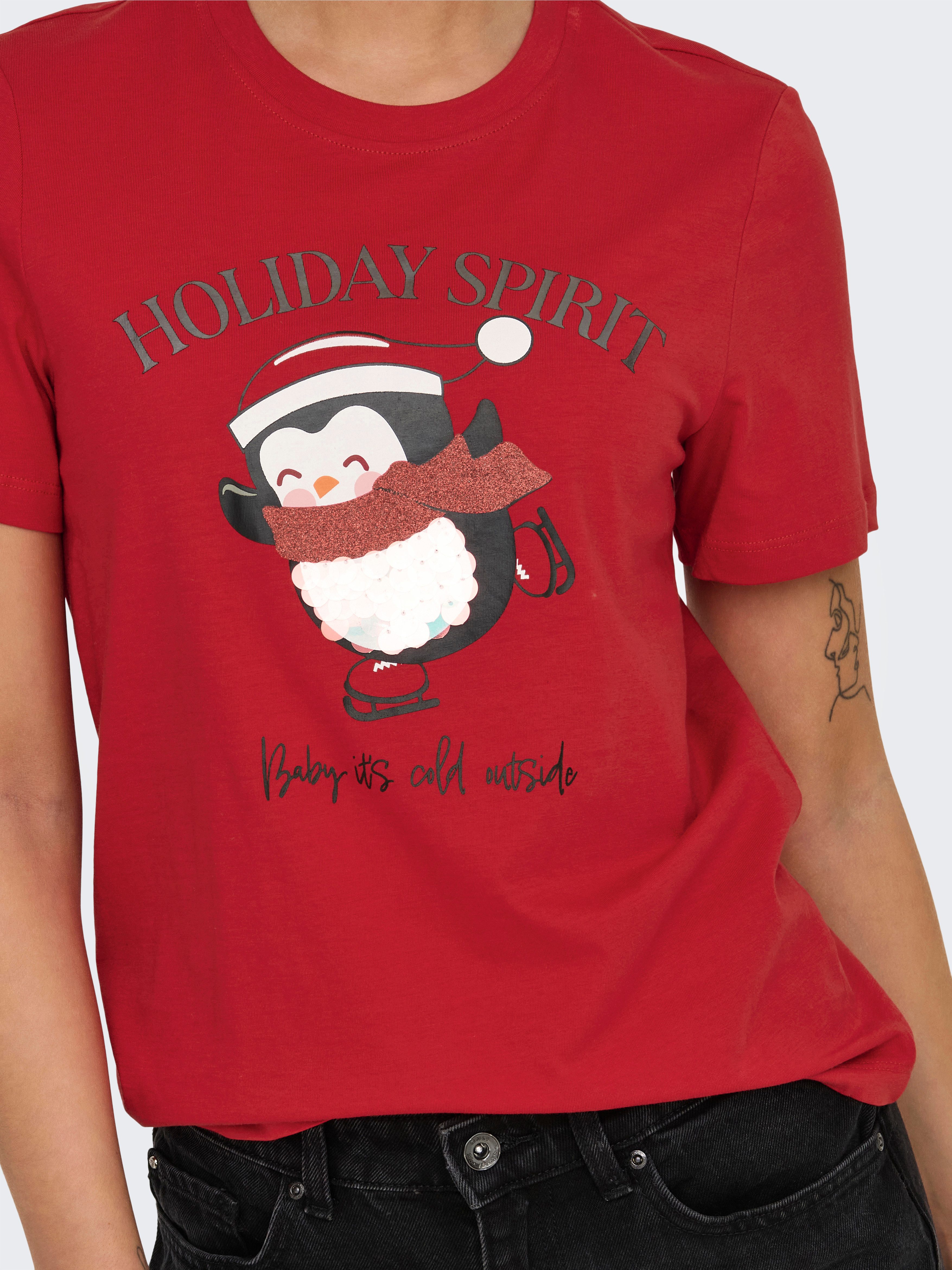 Only Shirt met korte mouwen ONLKITA LIFE REG S S TOP BOX XMAS JRS