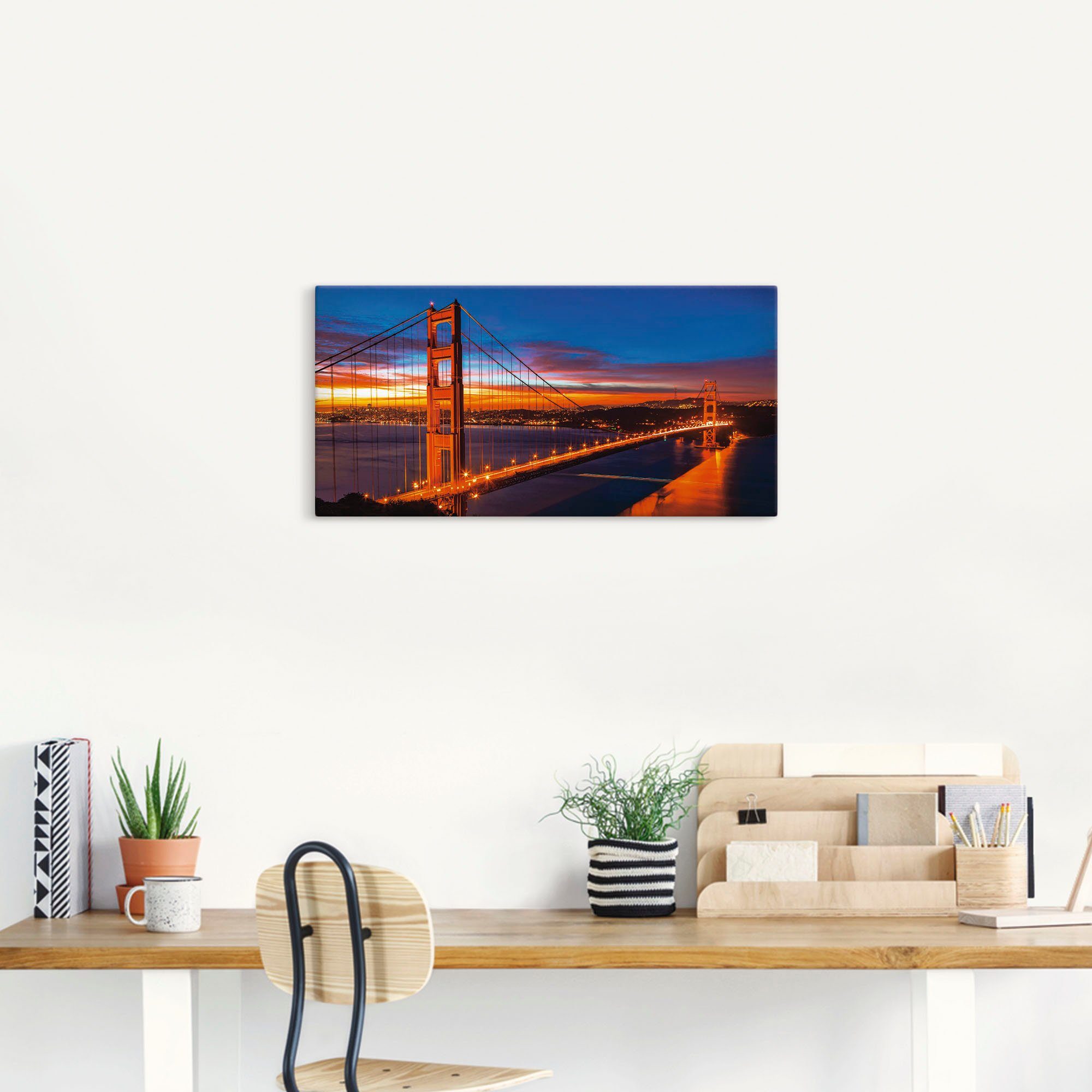 Artland Artprint The Golden Gate Bridge 's morgens vroeg als artprint op linnen, muursticker in verschillende maten