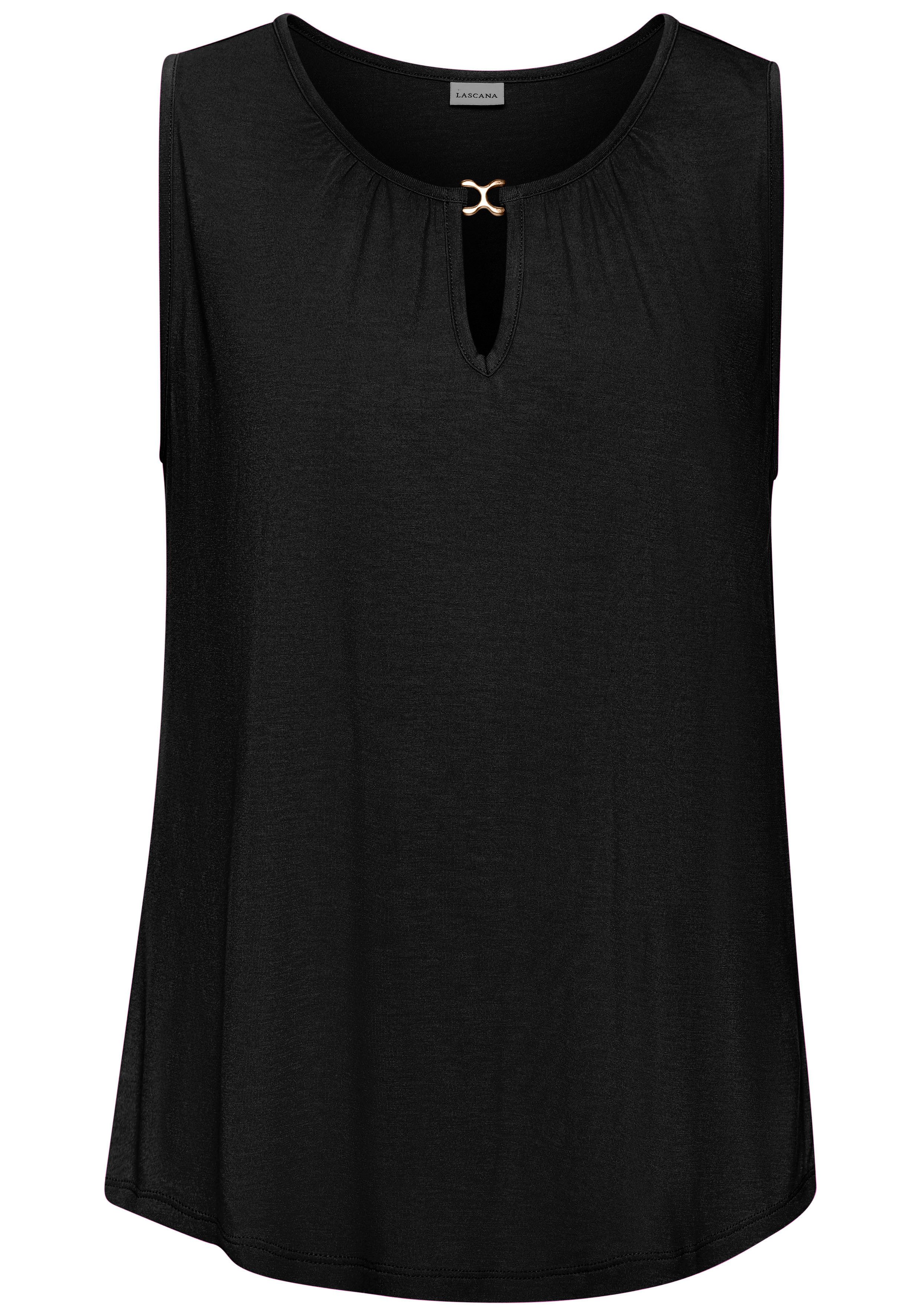 Vivance Tanktop met goudkleurige decoratief accessoire, elegante blousetop