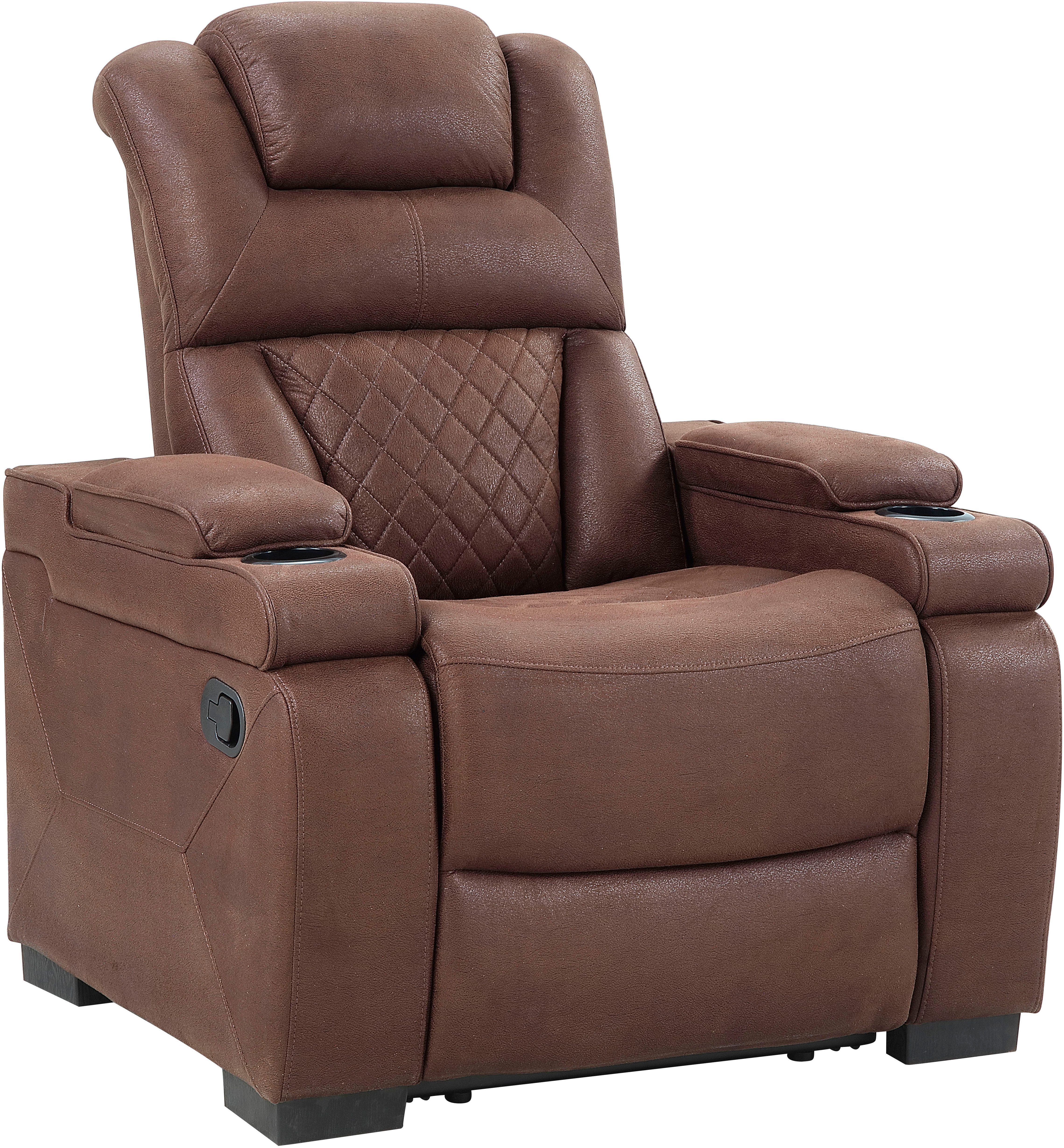 ATLANTIC home collection Relaxfauteuil Faris Relaxfunctie, bekerhouder en opbergruimte in armleuningen