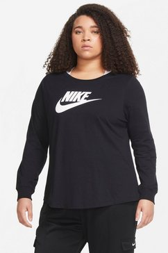 nike sportswear shirt met lange mouwen essential women's t-shirt (plus size) zwart