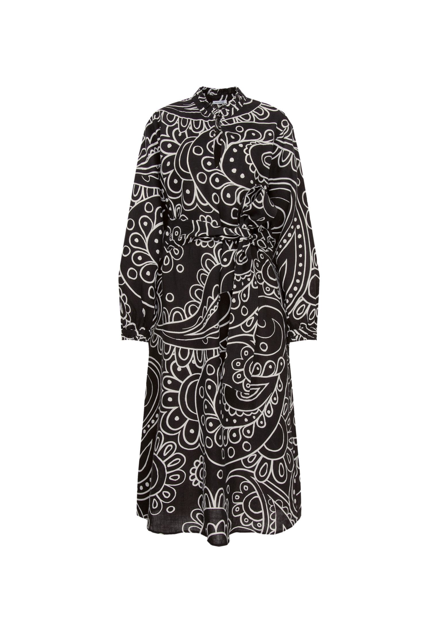 seidensticker Zomerjurk Zwarte roos Lange mouwen ronde hals paisley