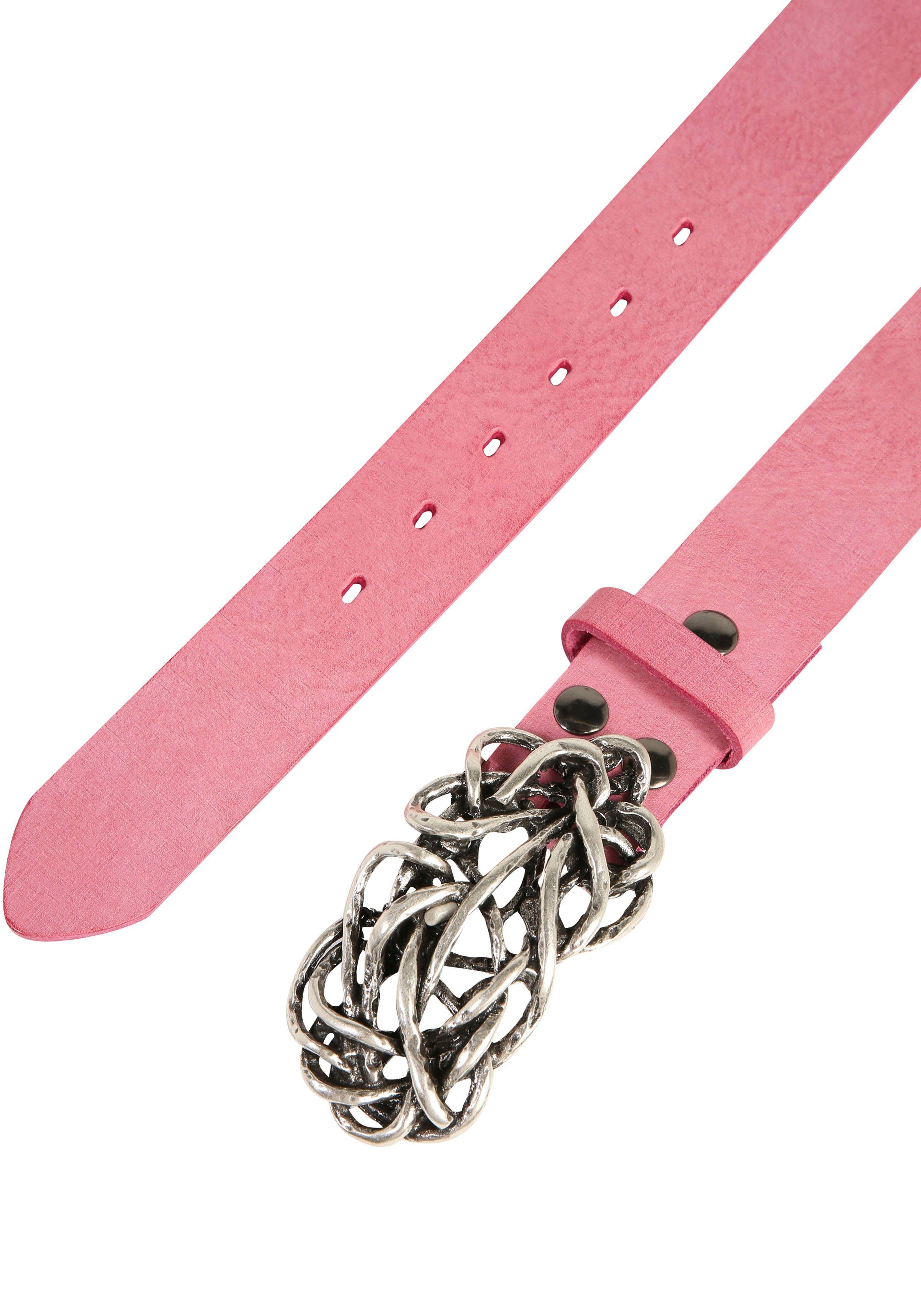 RETTUNGSRING by showroom 019° Leren riem met verwisselbare sluiting "straw knoop"