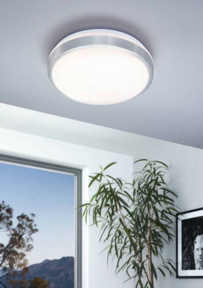 EGLO Led-plafondlamp COMPETA 1 plafondlamp, wit, nikkel-mat, rond, woonkamerlamp Plafondlamp, staal en kunststof, nikkel mat, wit, Ø: 32,5 cm (1 stuk)