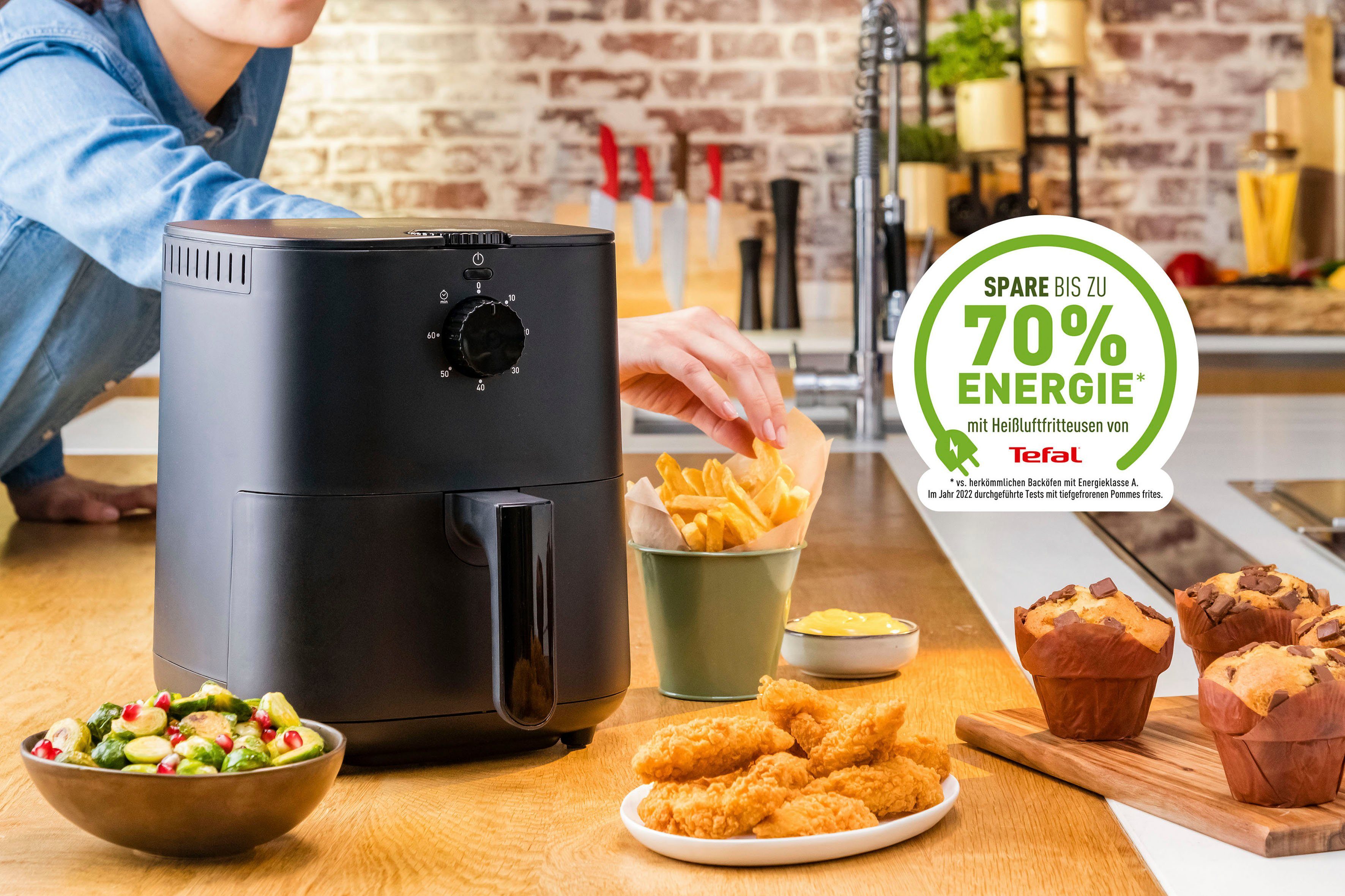 Tefal Airfryer EY1308 Easy Fry Essential compact design, energiebesparend, knapperige resultaten, gezond koken