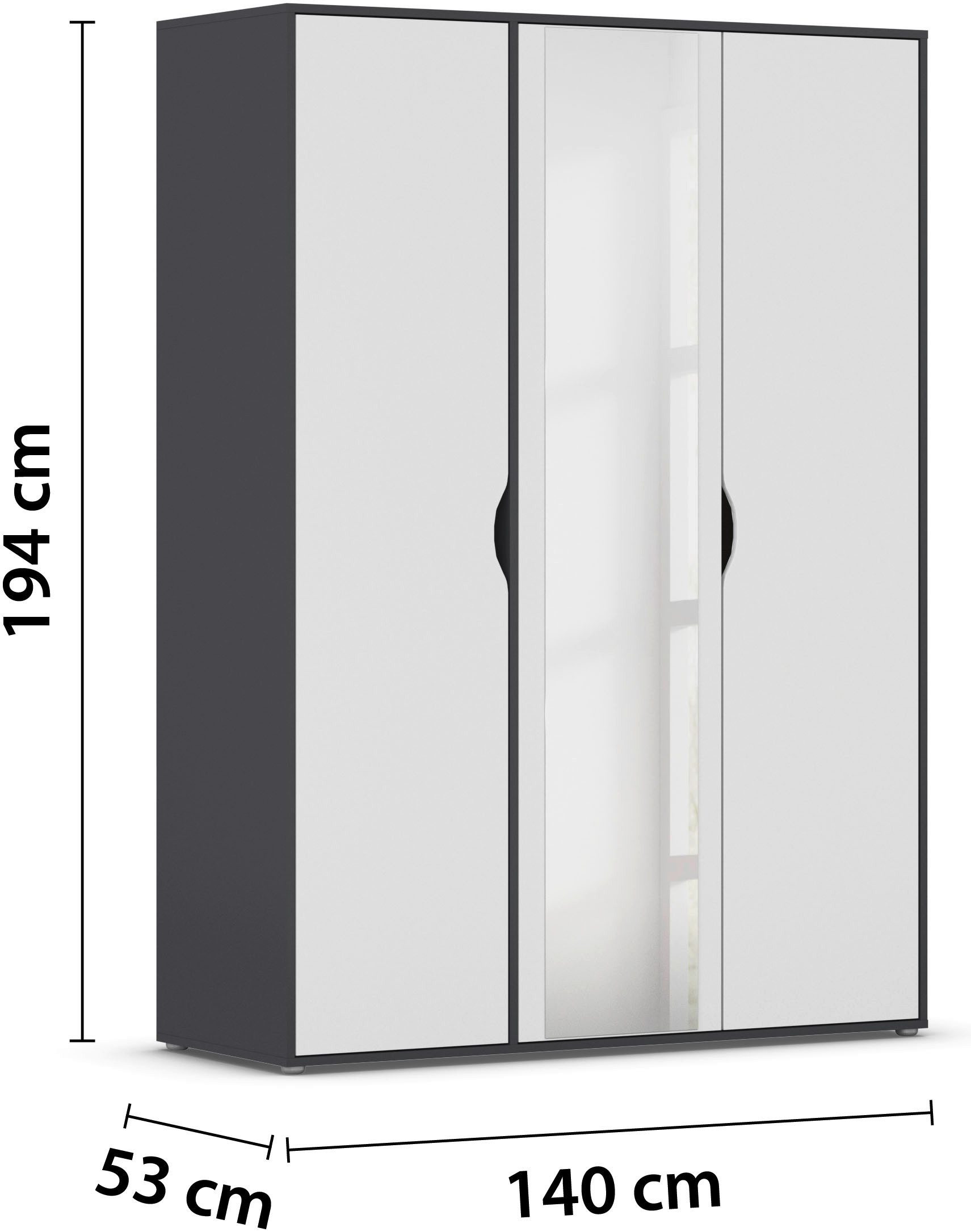 rauch Draaideurkast Kledingkast Kast Garderobe Wasmand NARAI met Spiegel Greefaansluitingen voor een greeploze look TOPSELLER MADE IN GERMANY
