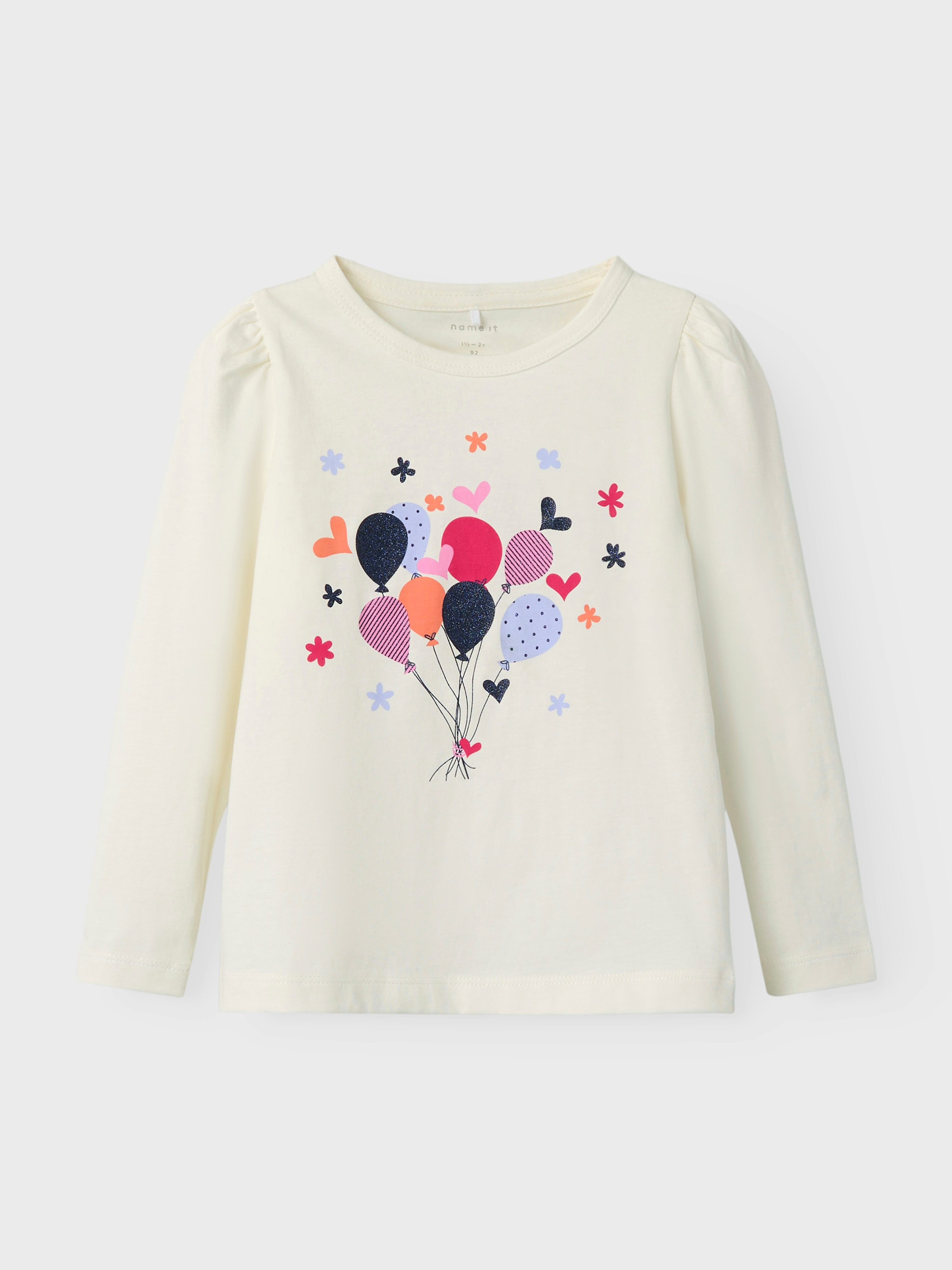 Name it MINI longsleeve NMFLONNIA met printopdruk ecru Meisjes Katoen Ronde hals 110