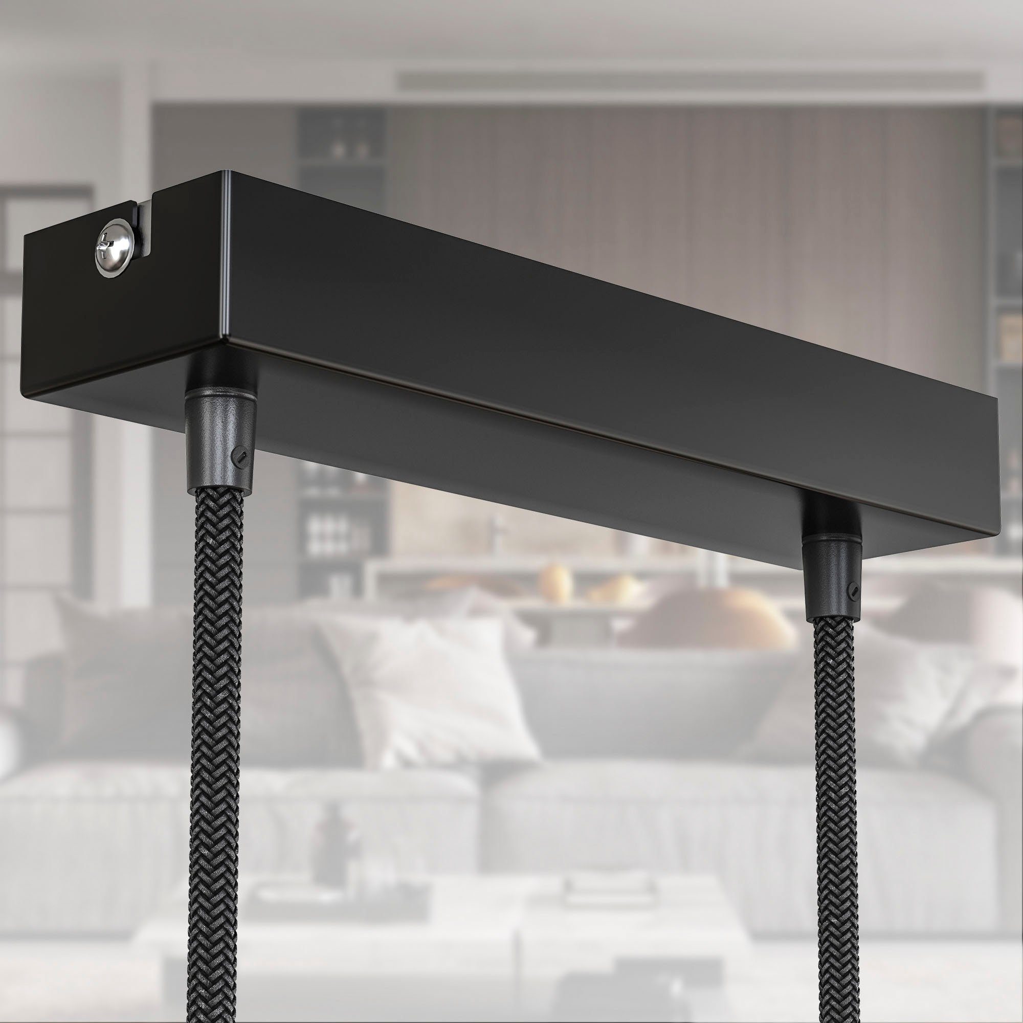 B.K.Licht Hanglamp BK_PL1339 Houten eettafel hanglamp, mat zwart 5-vlamig, e27-fitting, zonder lichtbron (max. 60w), l: 90 cm (1 stuk)