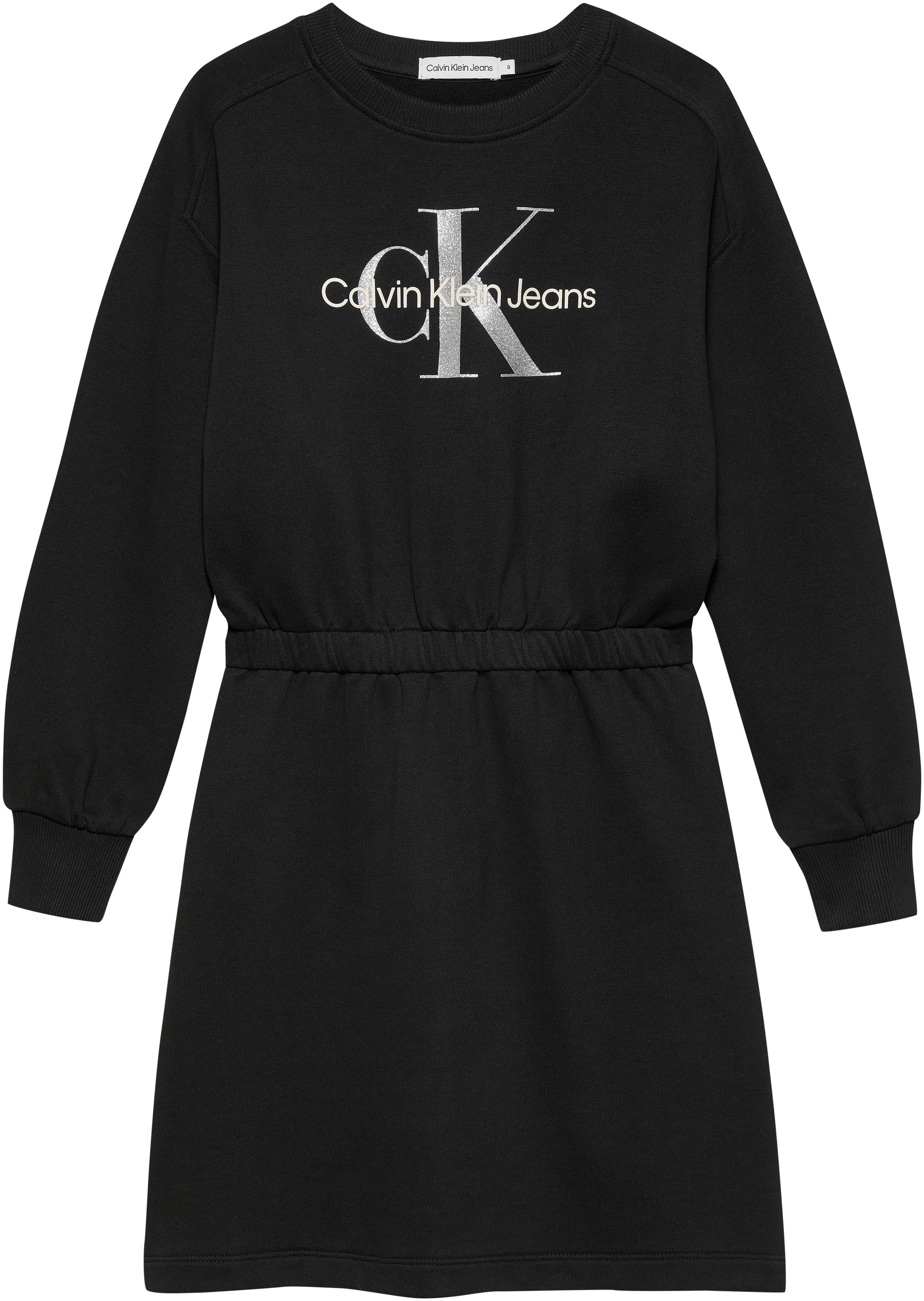 Calvin Klein Sweatjurk GLITTER MONOLOGO HWK DRESS voor kinderen tot 16 jaar met logo-opdruk