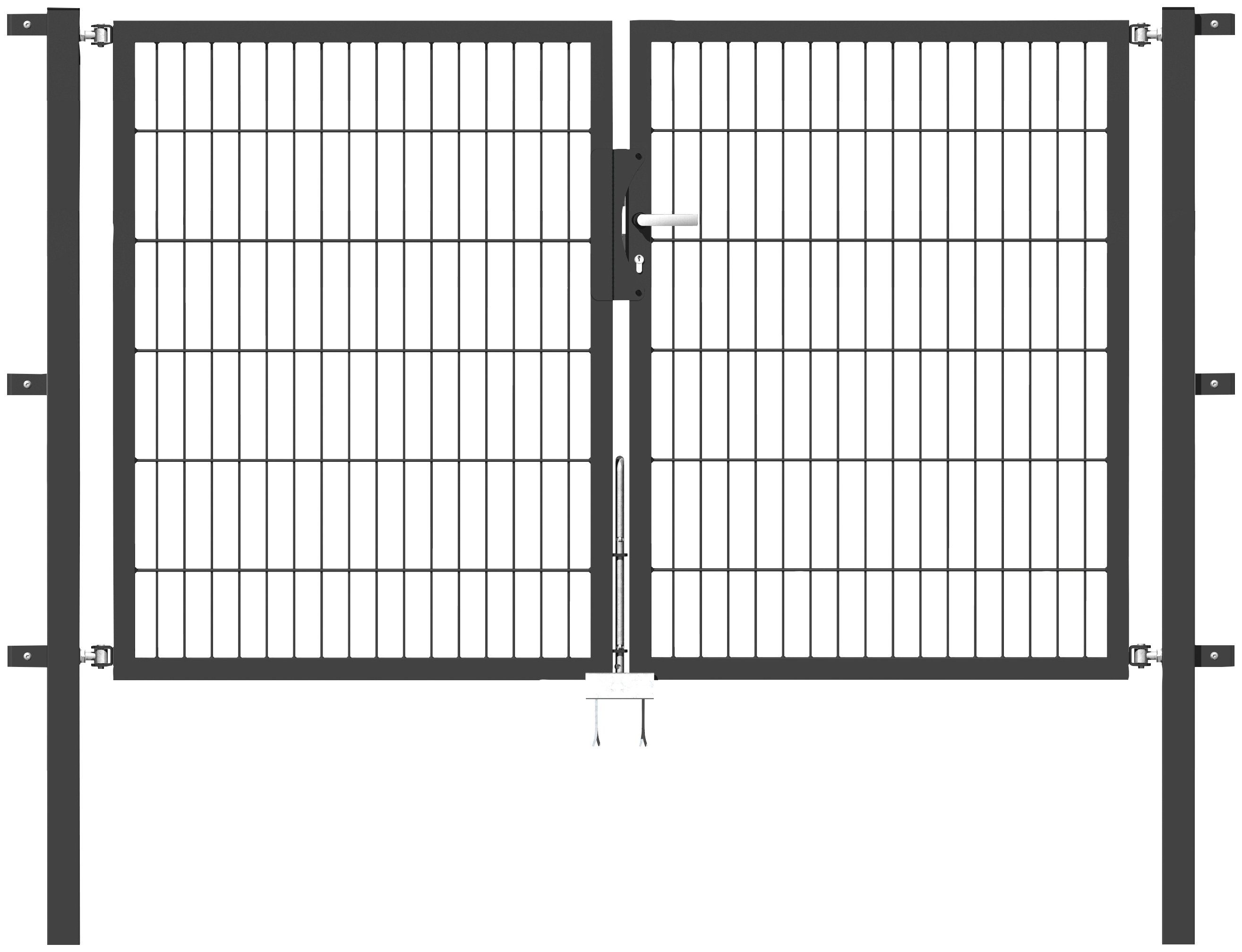 GAH Alberts Deur met dubbel hek Flexo 200 cm breedte, in verschillende hoogten hekken maat 200 cm x 120 cm grijs